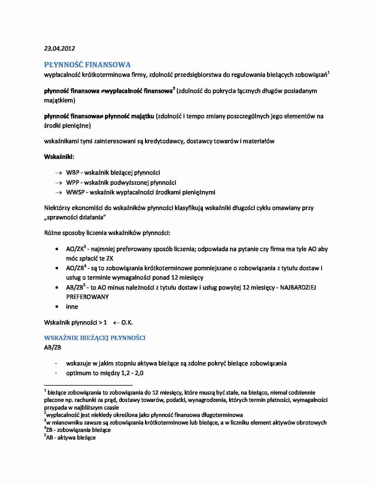 Płynność finansowa - wskaźnik rotacji - strona 1