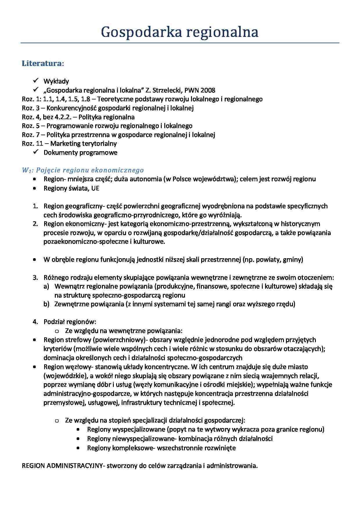 Gospodarka regionalna - wykłady - Marketing terytorialny  - strona 1