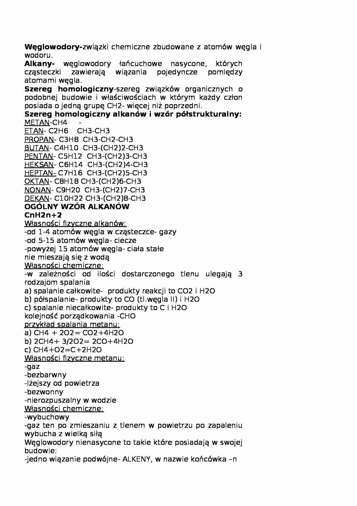 Alkany, alkeny, alkiny - strona 1