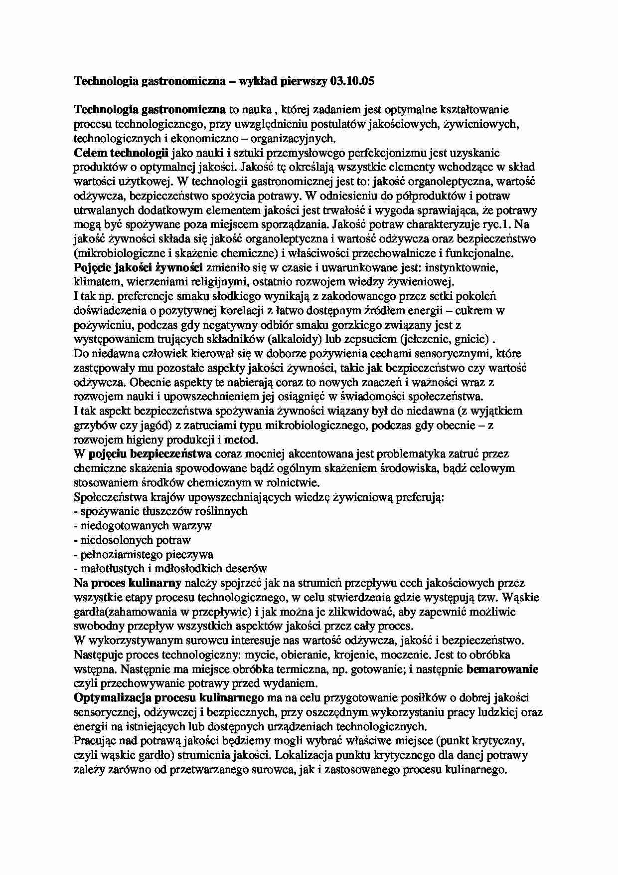 podstawy gastronomiczne - wykład 1 - strona 1