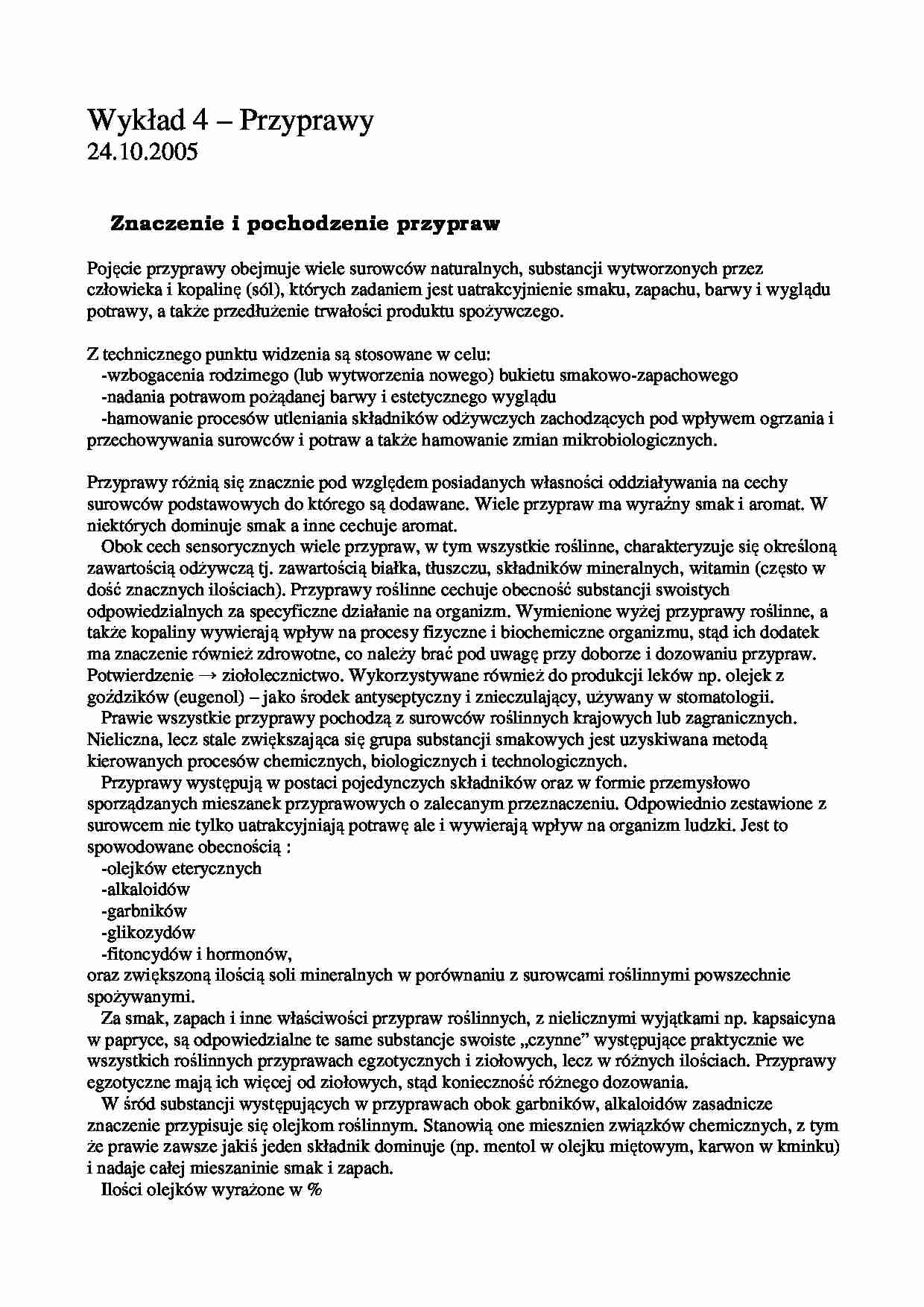 podstawy gastronomiczne -  wykład 4 - strona 1