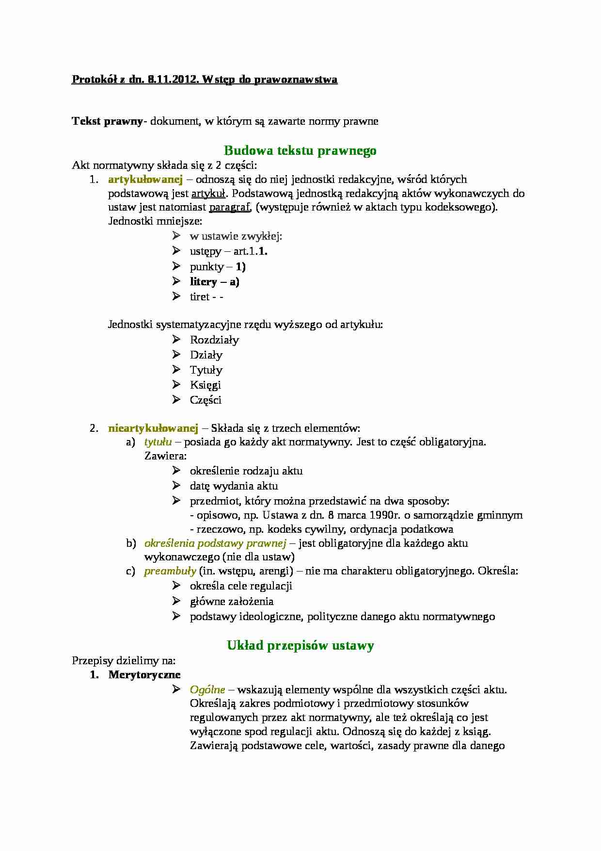 Budowa tekstu prawnego - strona 1