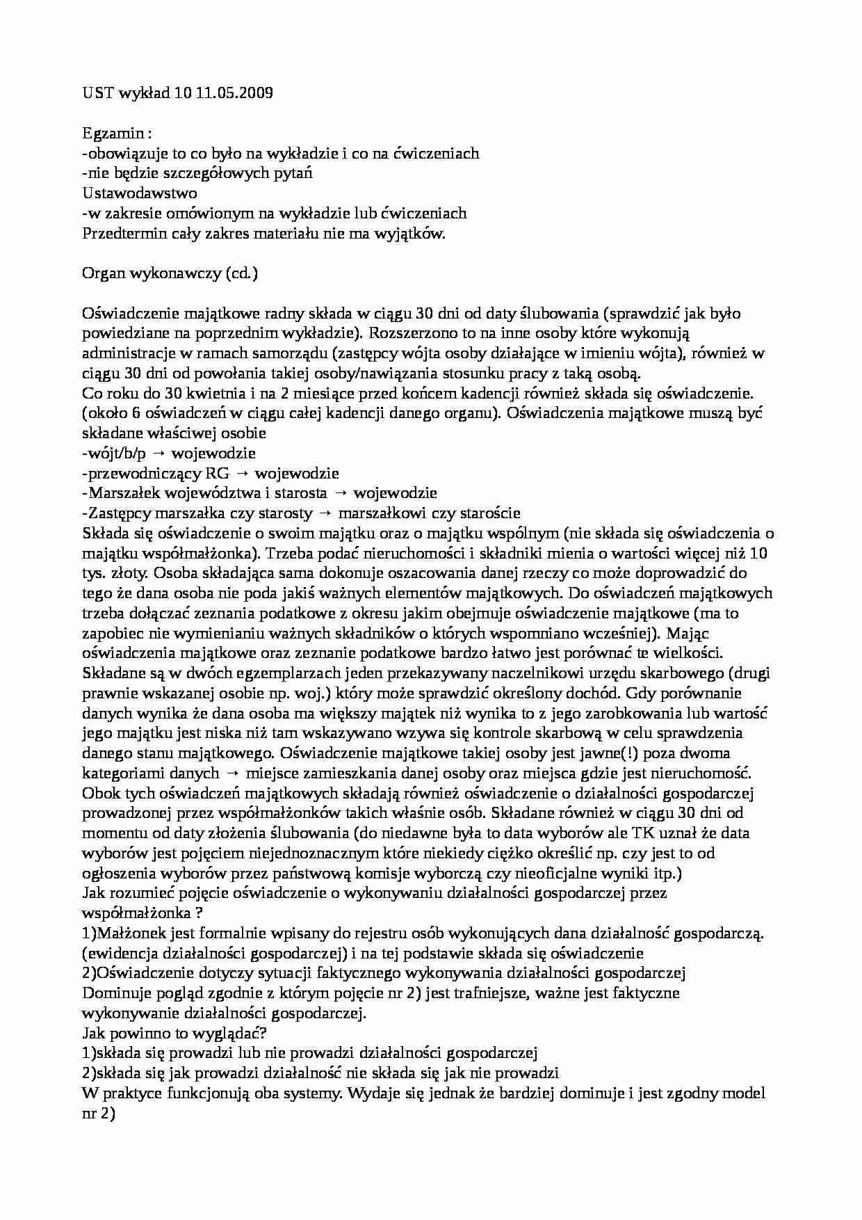 ustawodawstwo i organ wykonawczy wykład - strona 1
