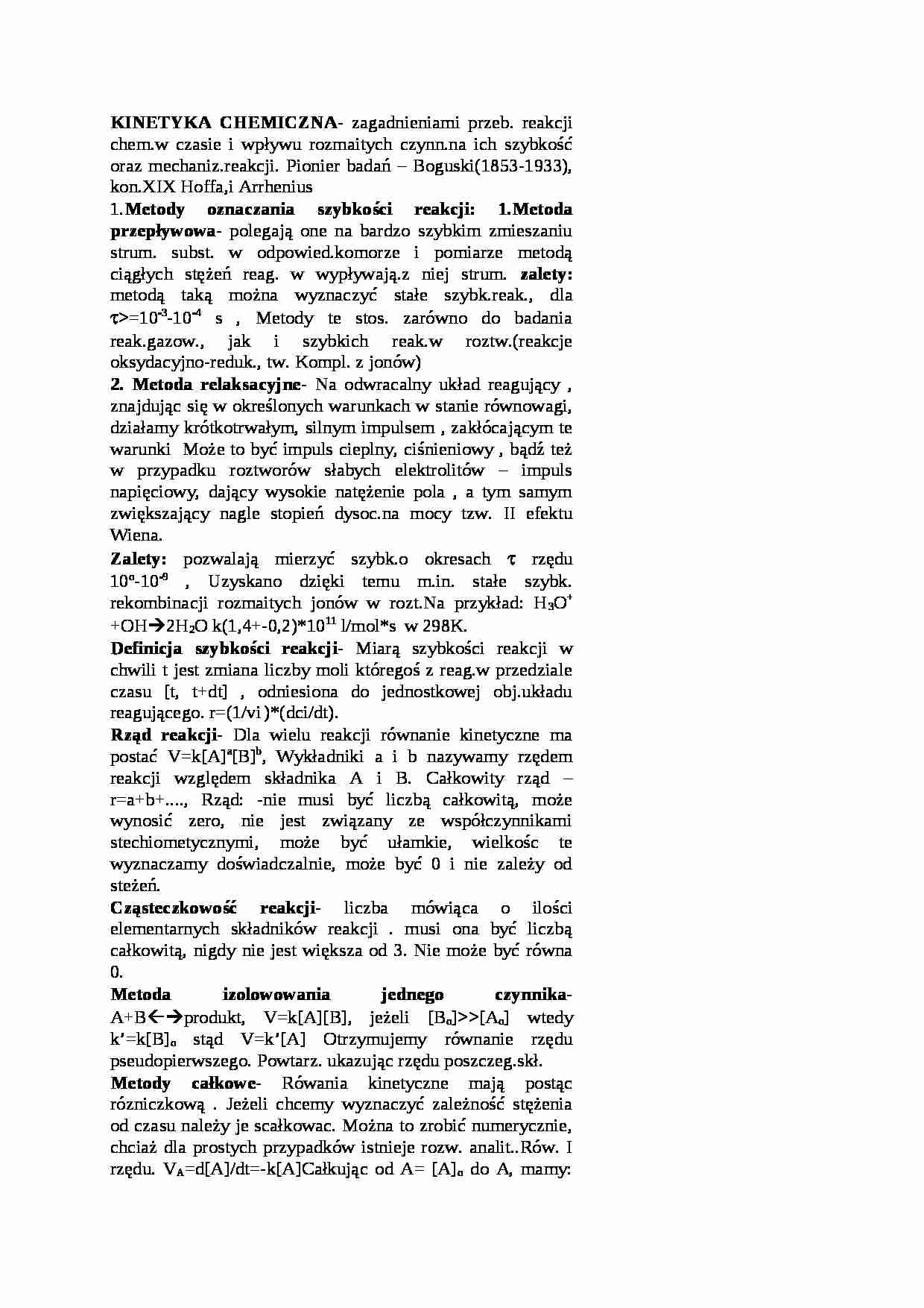 Kinetyka chemiczna - strona 1