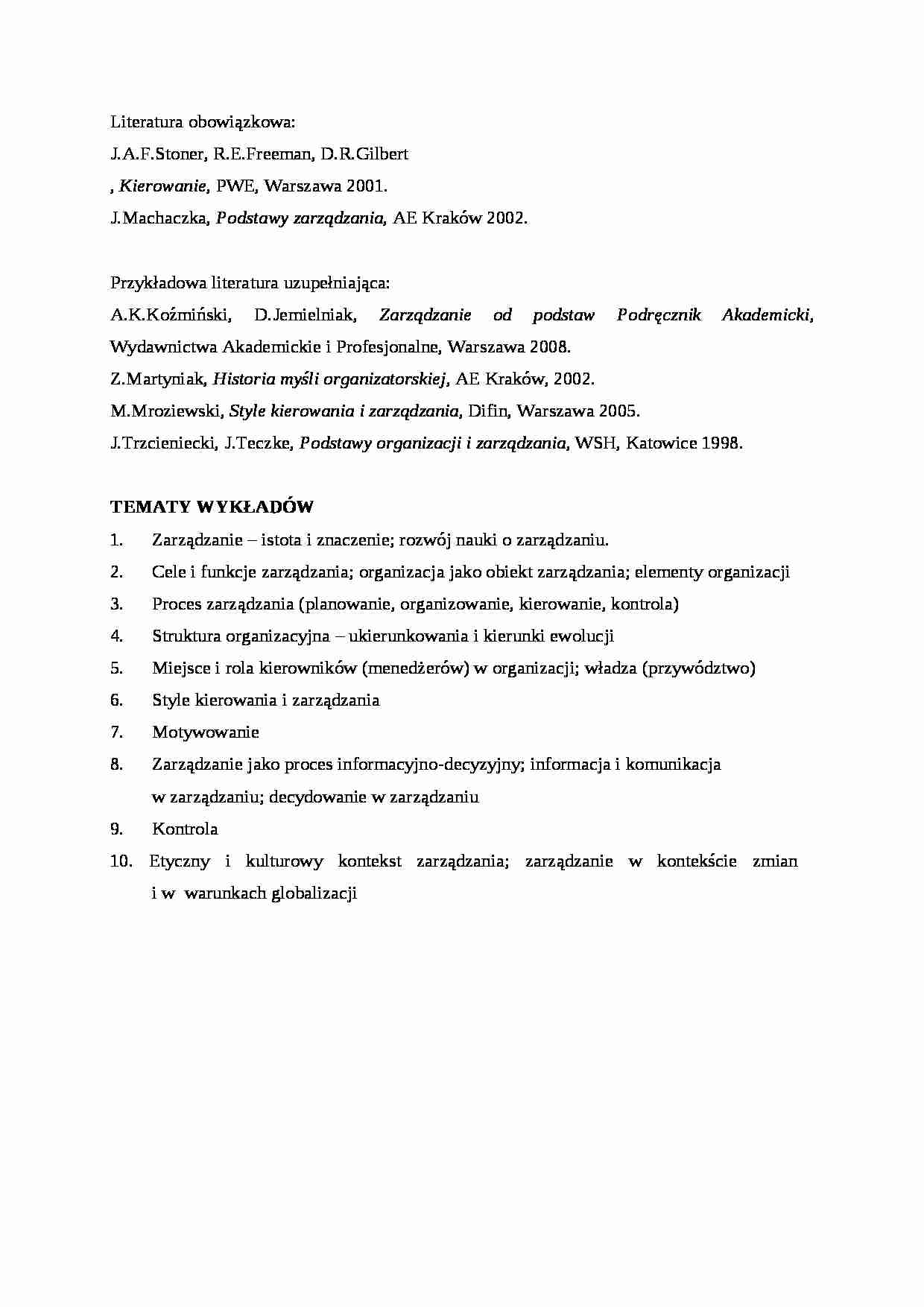 ZARZĄDZANIE - ISTOTA I ZNACZENIE - strona 1