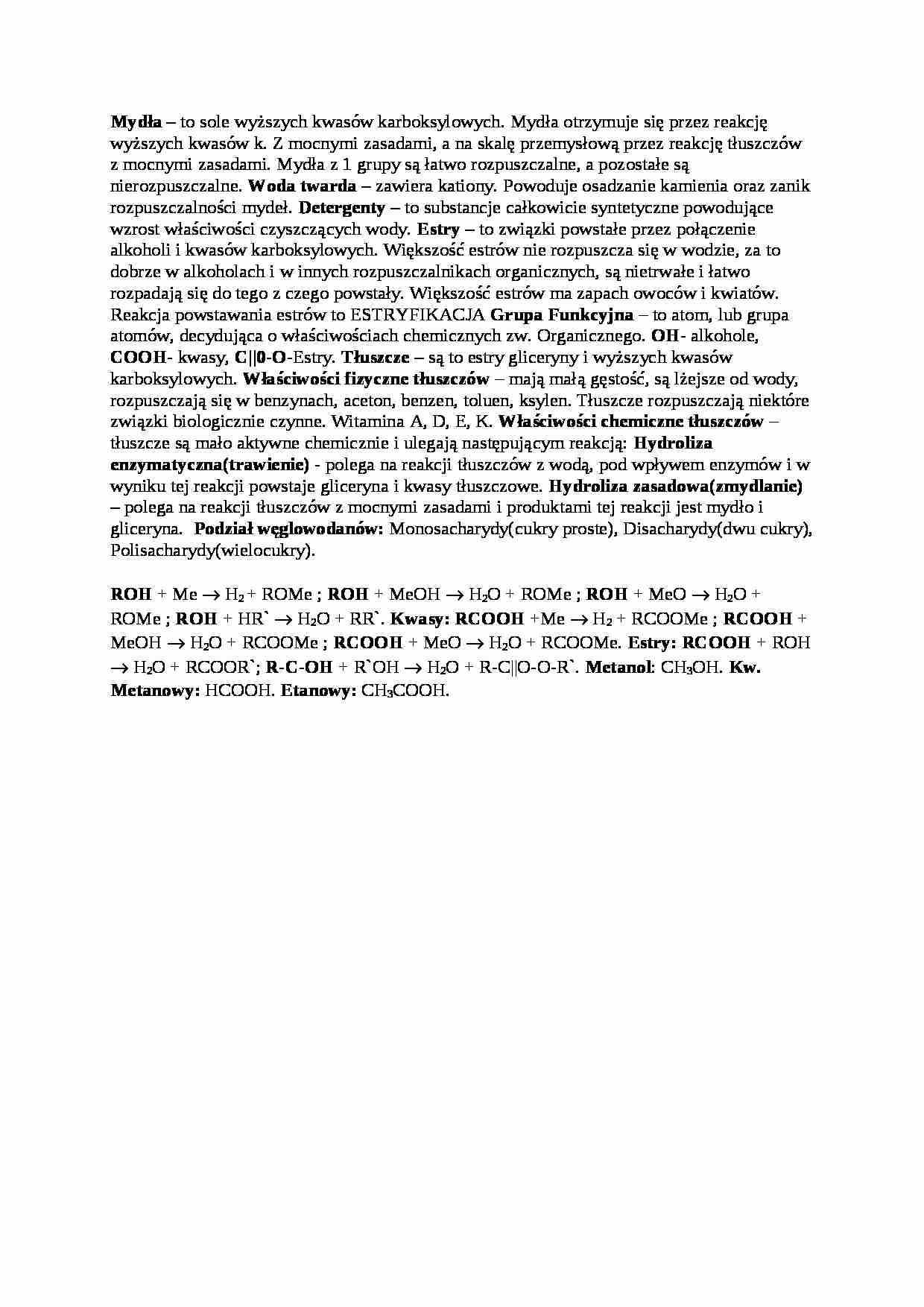 Mydła - sole wyższych kwasów karboksylowych - strona 1