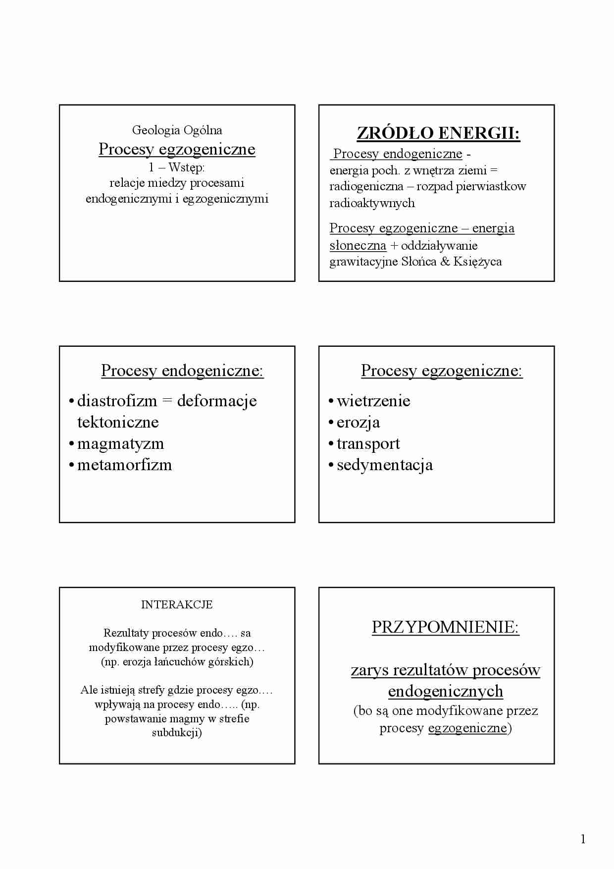 Geologia Ogólna - Procesy egzogeniczne - strona 1