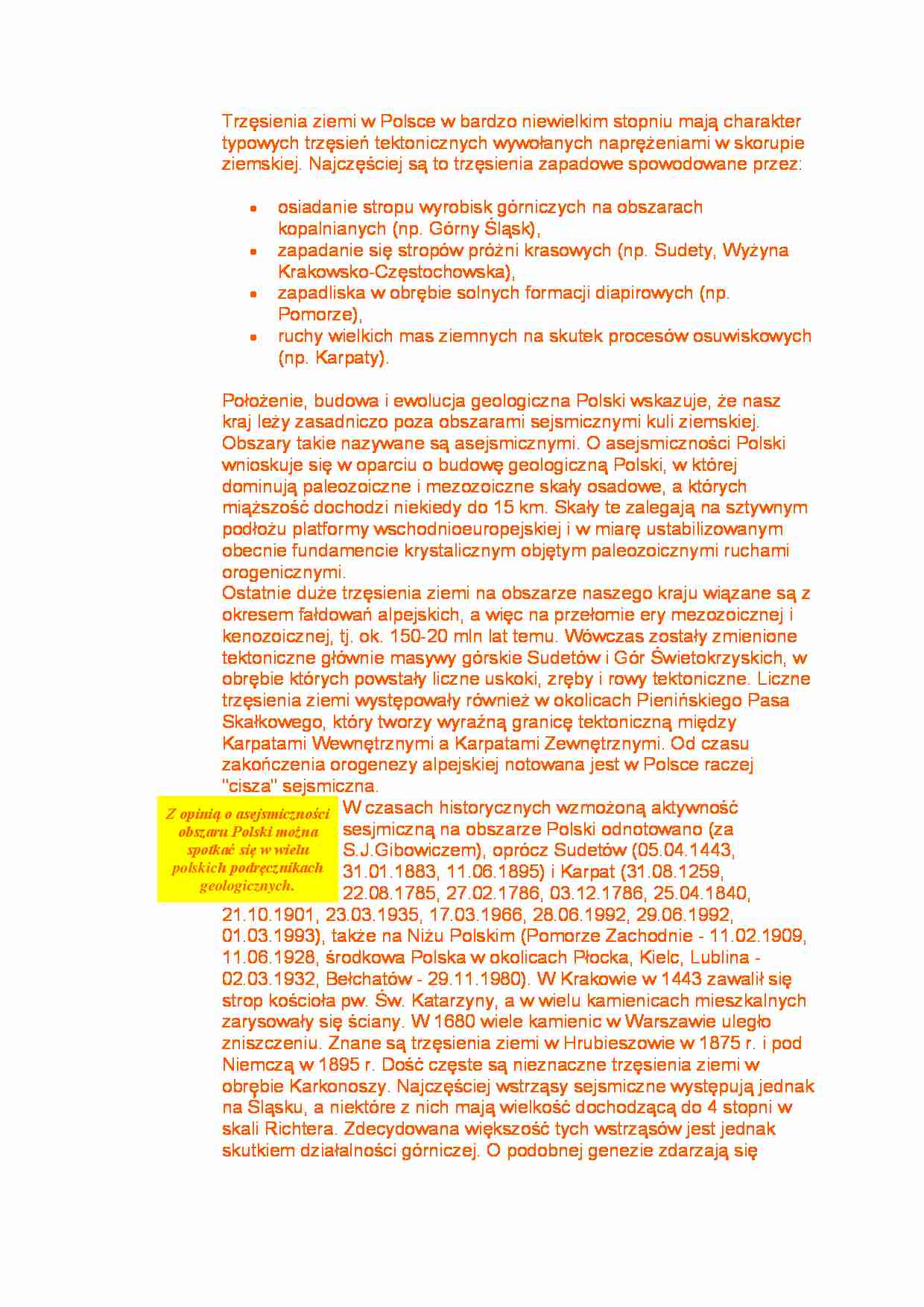 geologia, trzęsienia ziemi w Polsce - strona 1