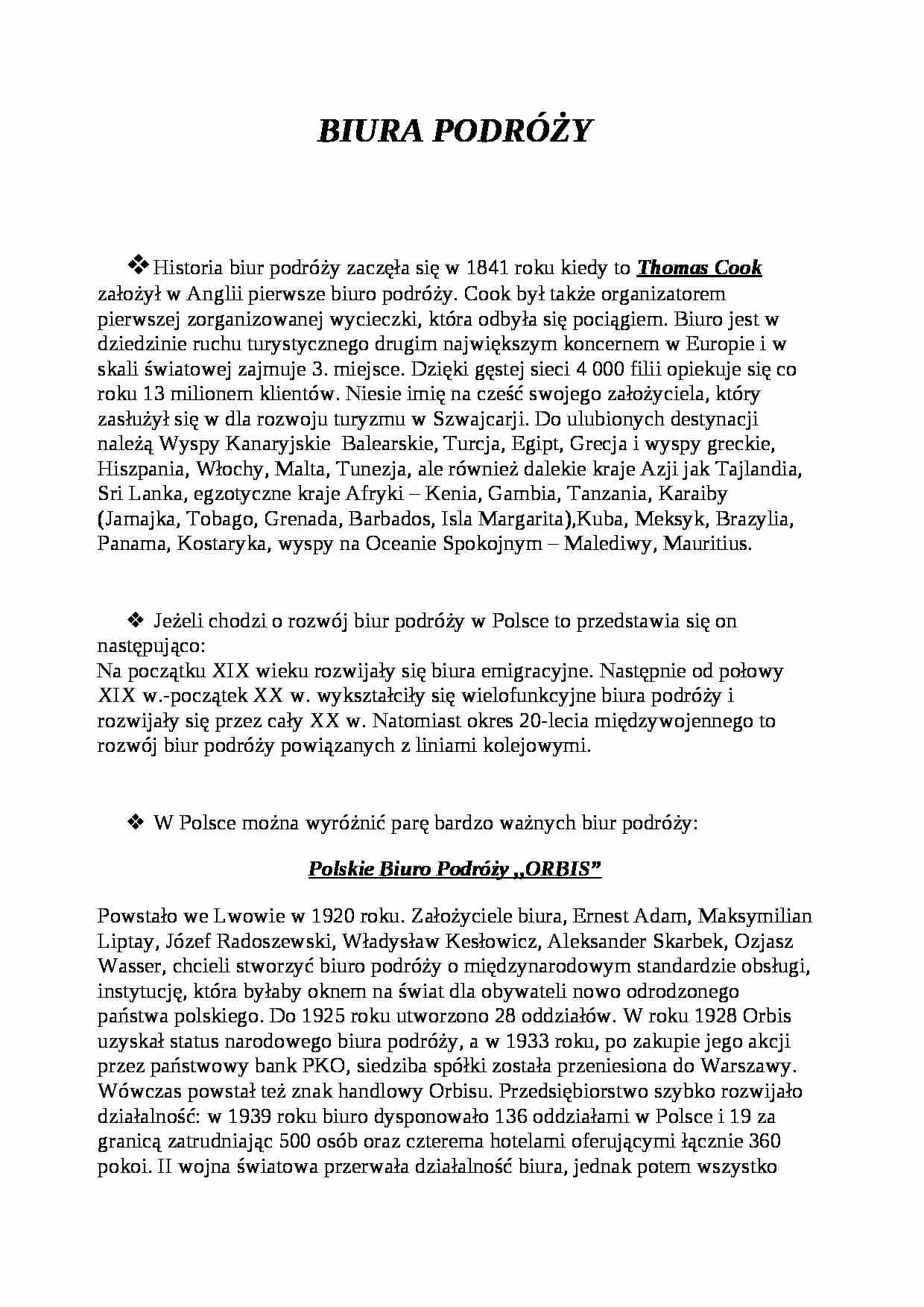 planowanie rozwoju regionalnego, BIURA PODRŻY - strona 1