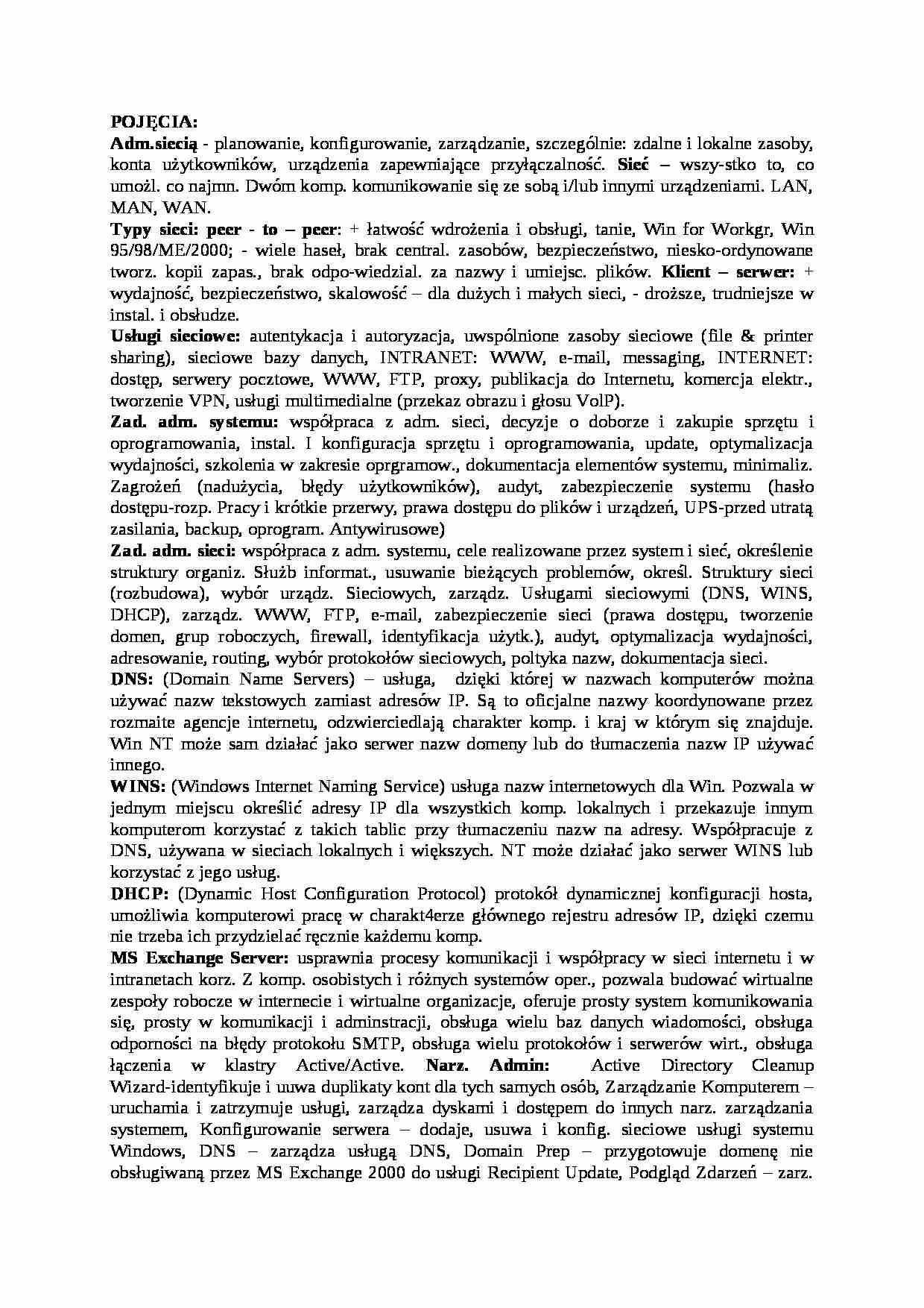 Administrowanie sieci - strona 1