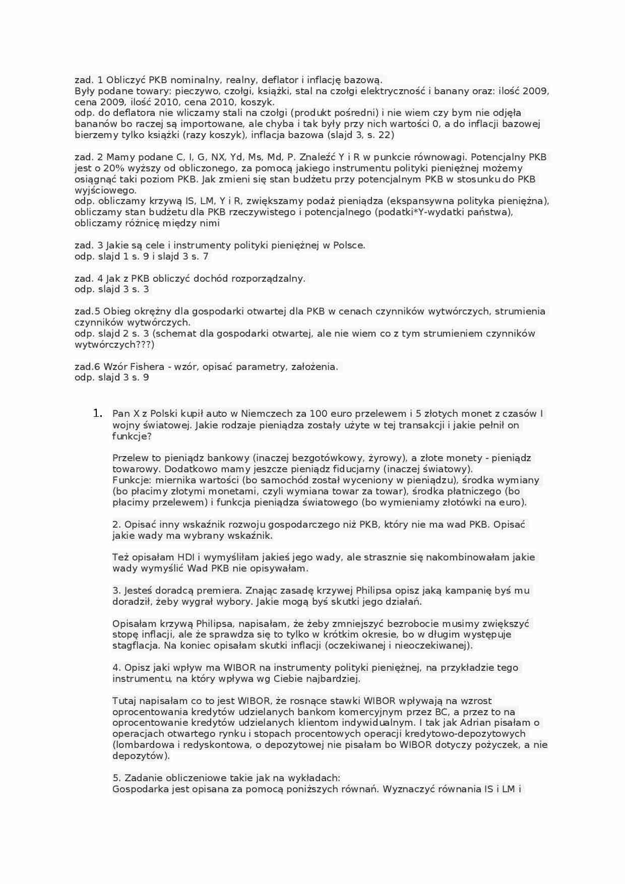 Makroekonomia - zadania - strona 1