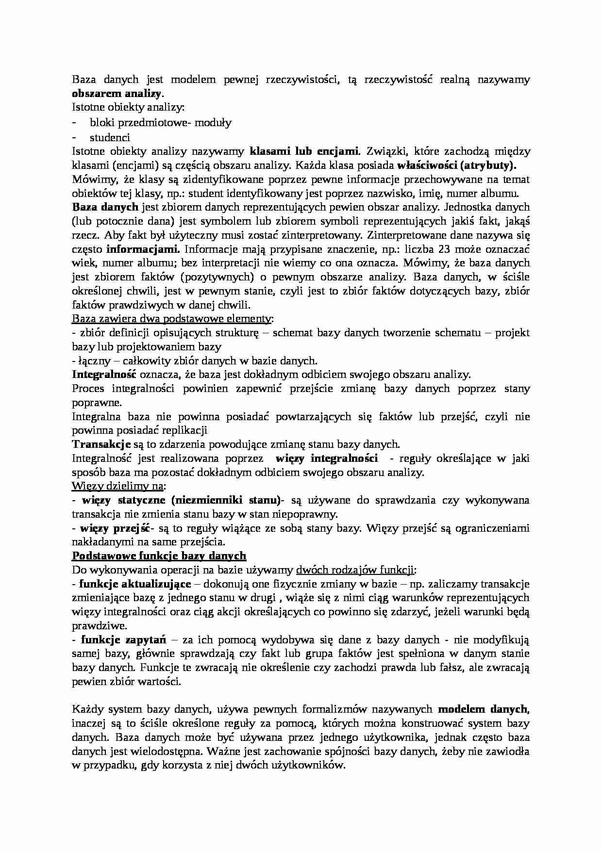 Bazy danych jako model rzeczywistości - strona 1