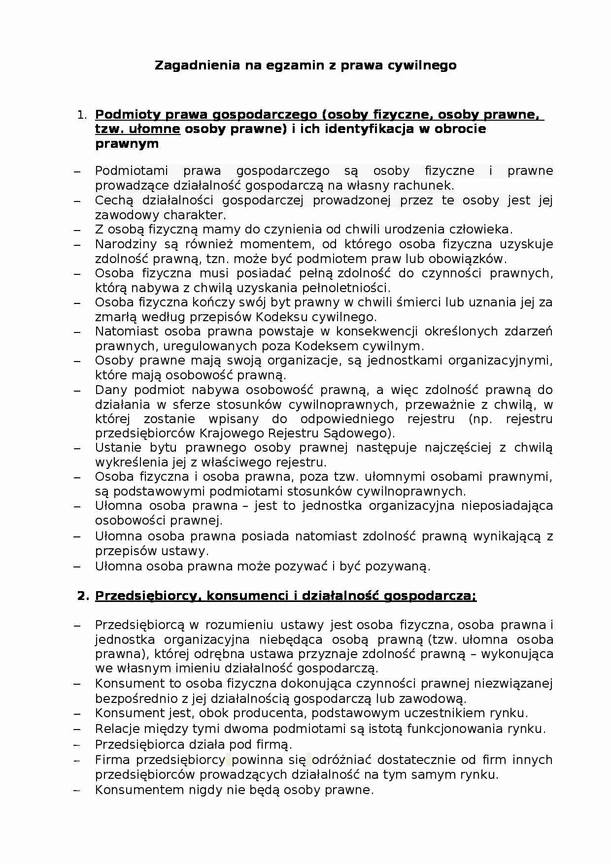 Prawo cywilne zagadnienia - strona 1