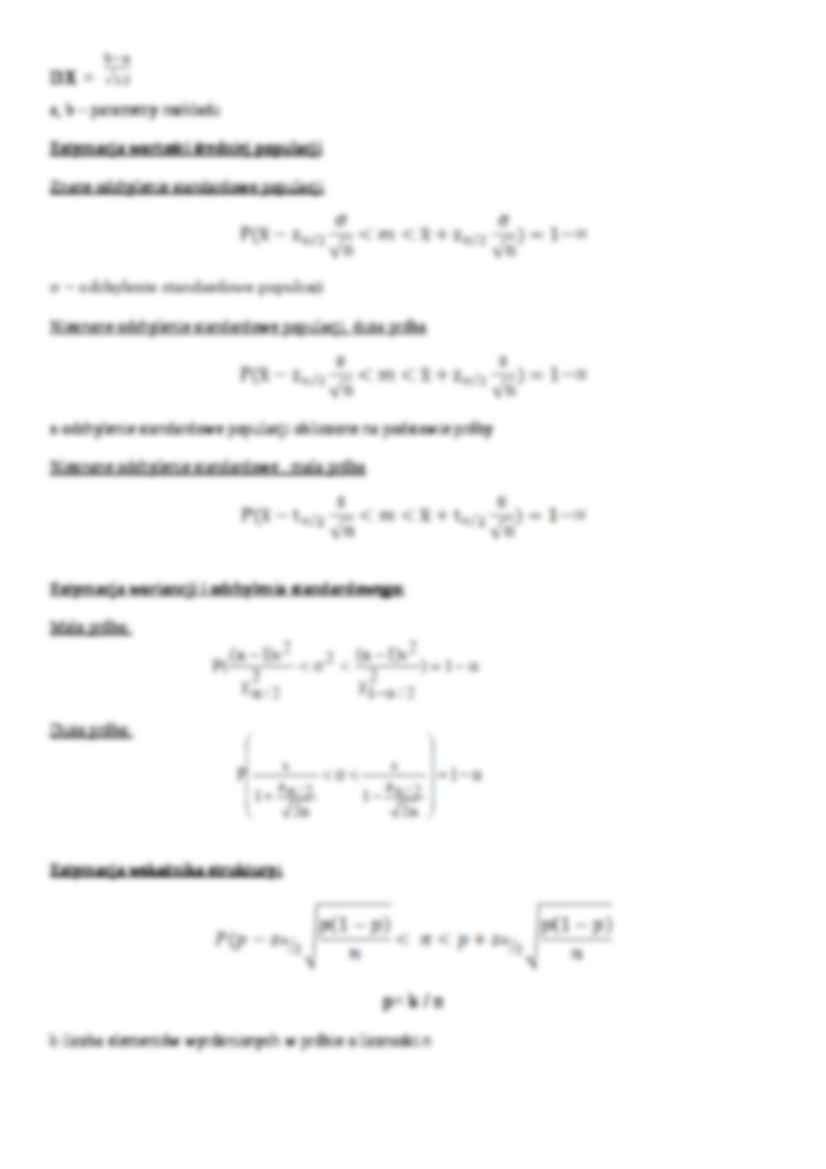statystyka matematyczna - WZORY - strona 2