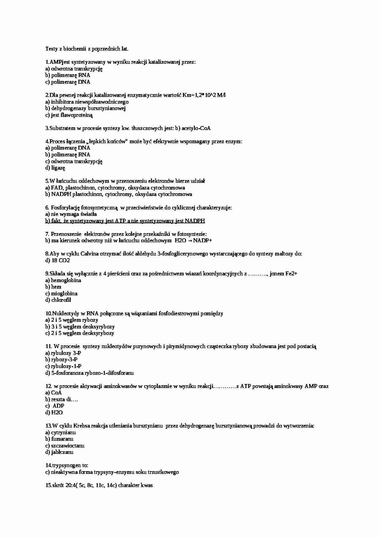biochemia, Testy przykładowe cz2 - strona 1