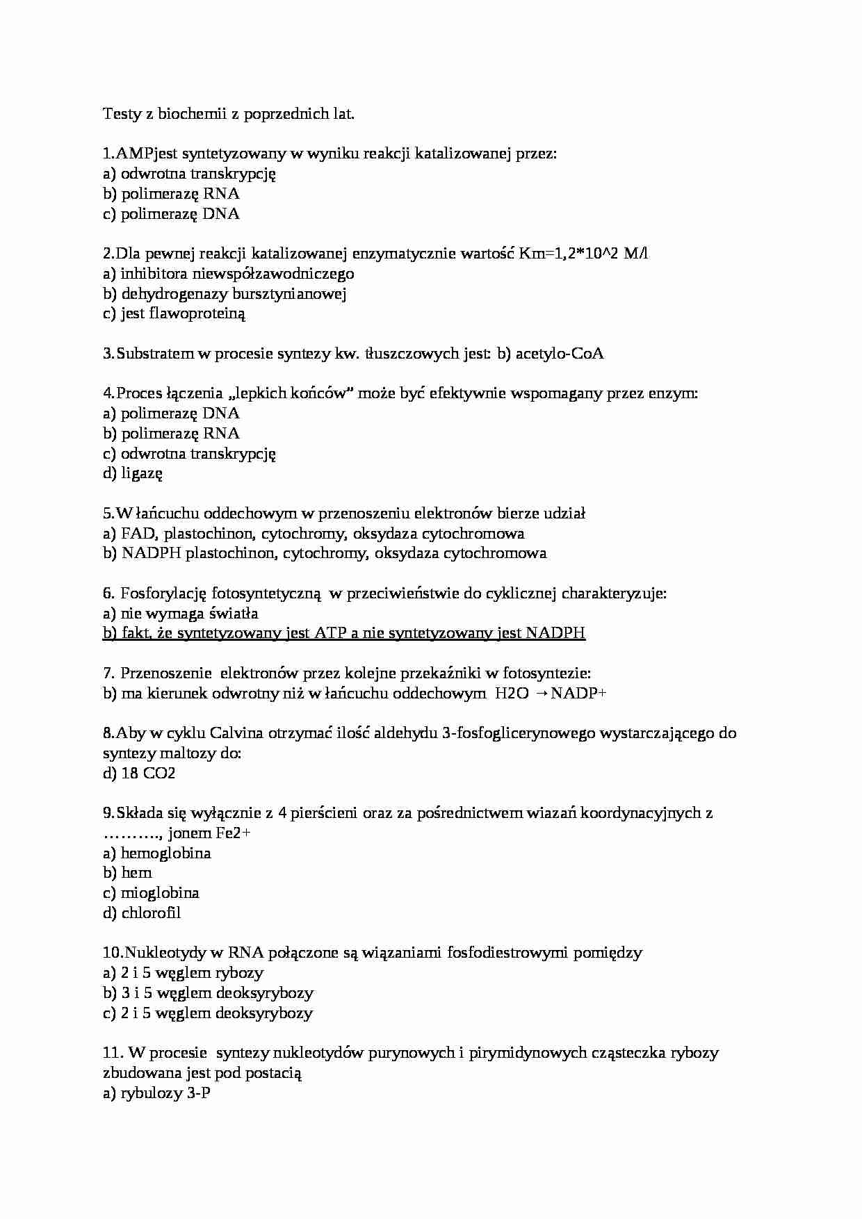biochemia, Testy przykładowe cz3 - strona 1