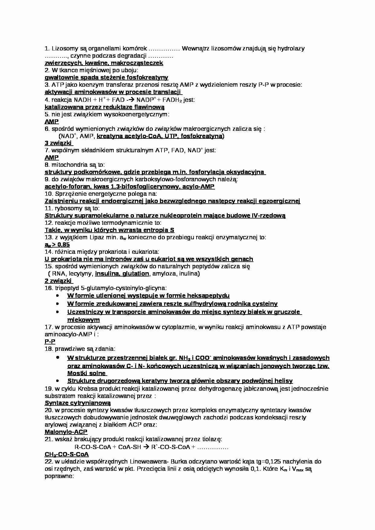 biochemia - przykładowe pytania - strona 1