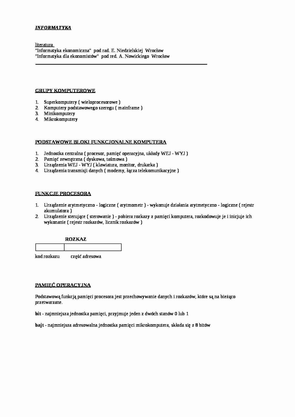 Funkcjonowanie komputera i innych urządzeń - strona 1