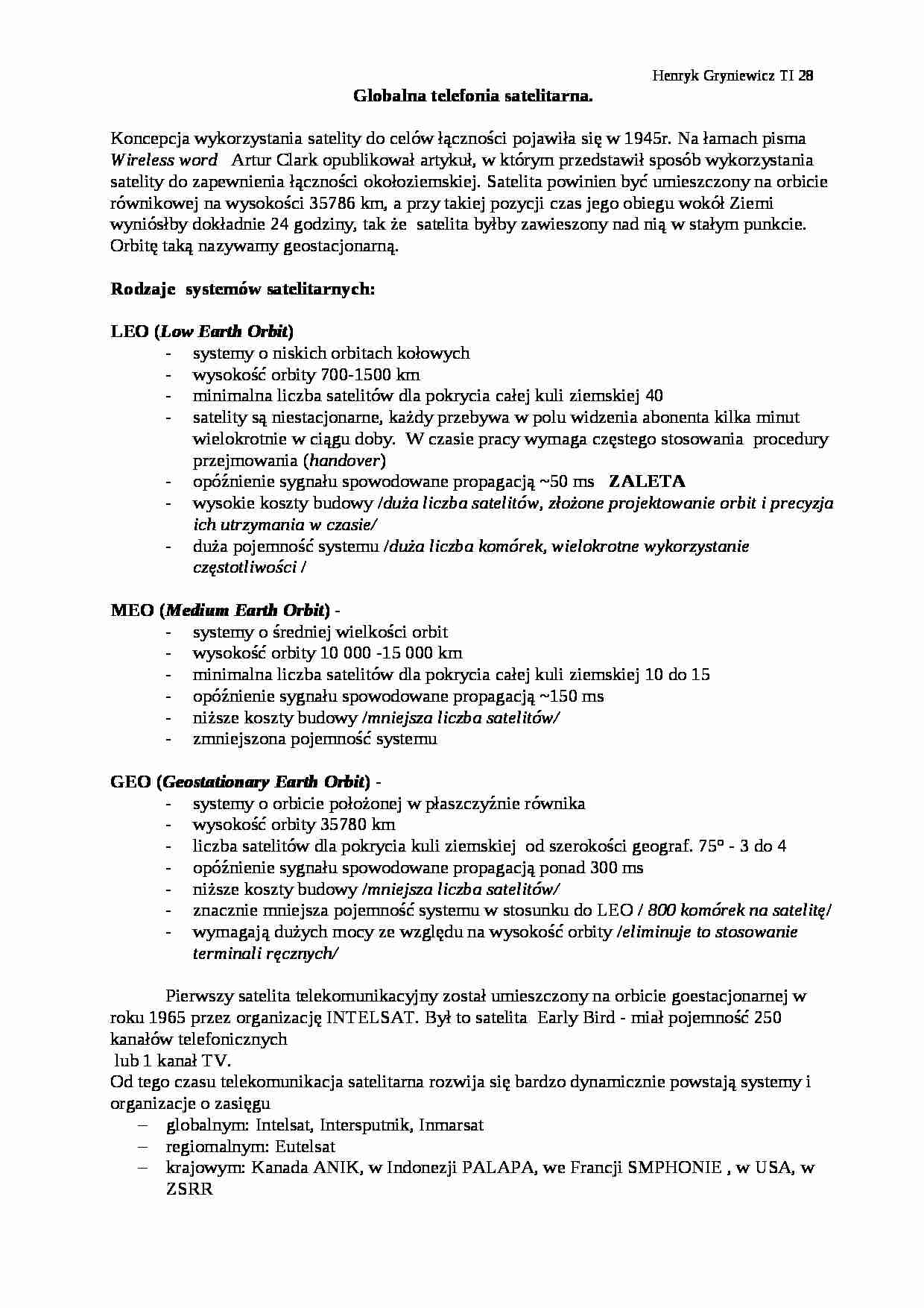 Globalna telefonia satelitarna - strona 1