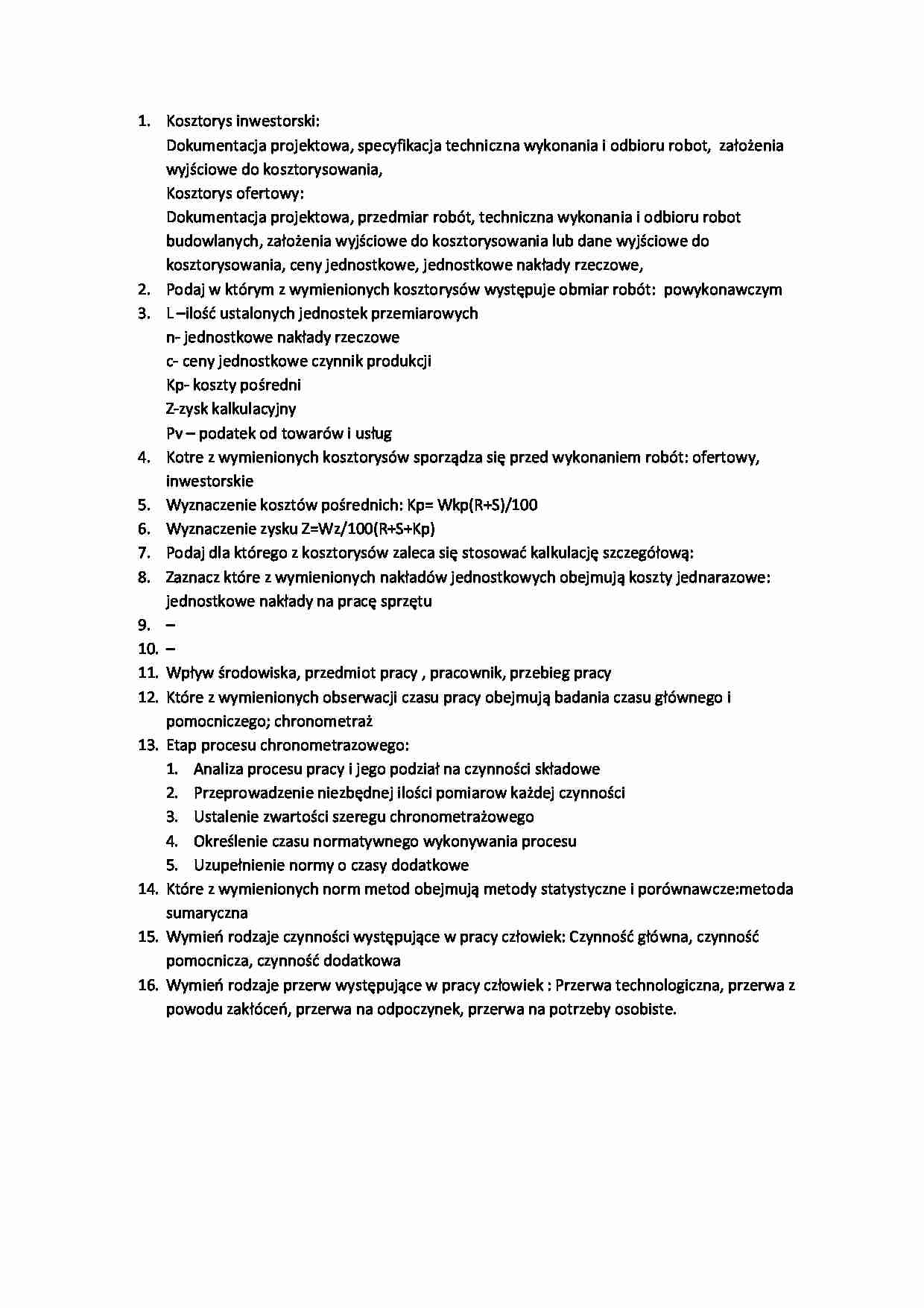 kosztorys, egazmin normowanie i kosztorysowania - strona 1