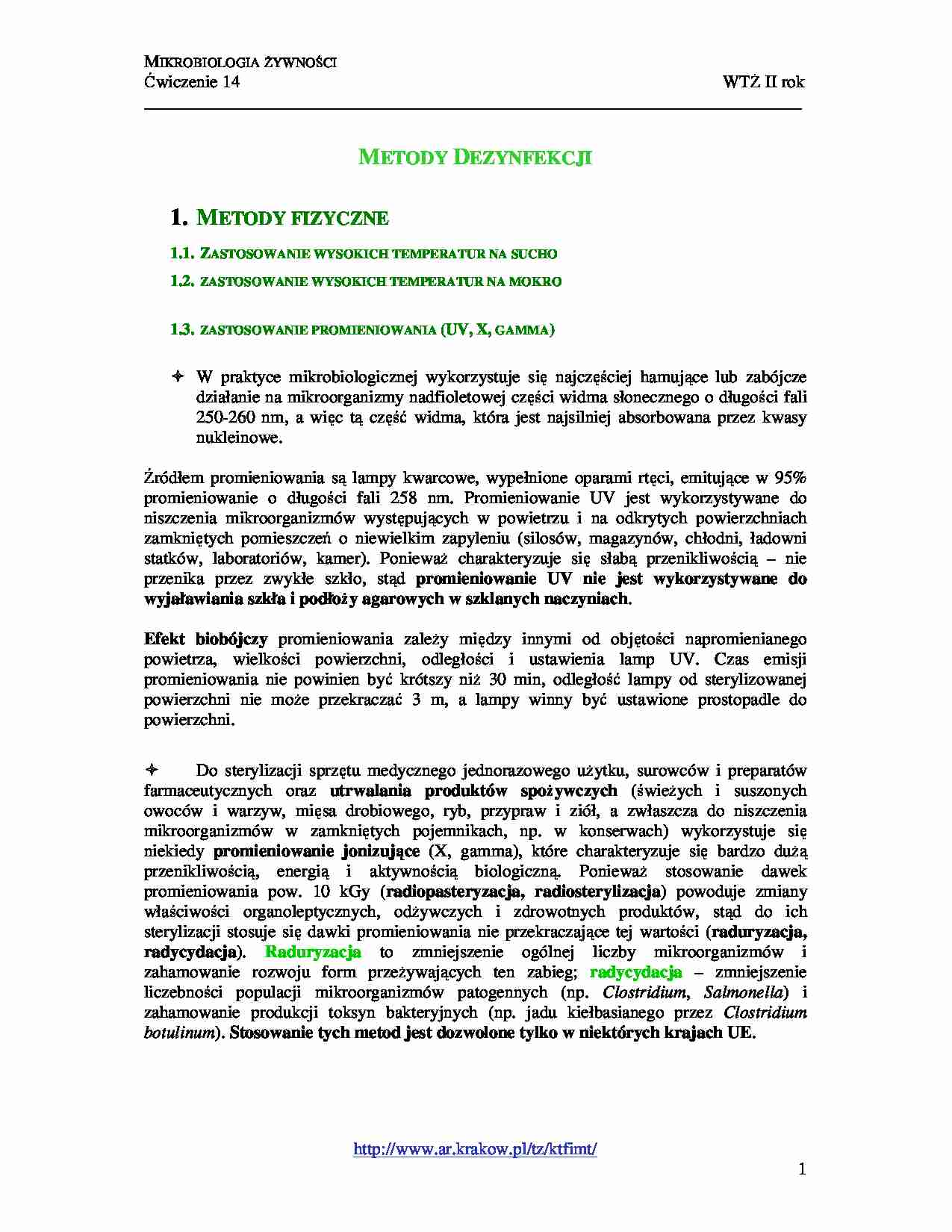 Metody dezynfekcji - strona 1