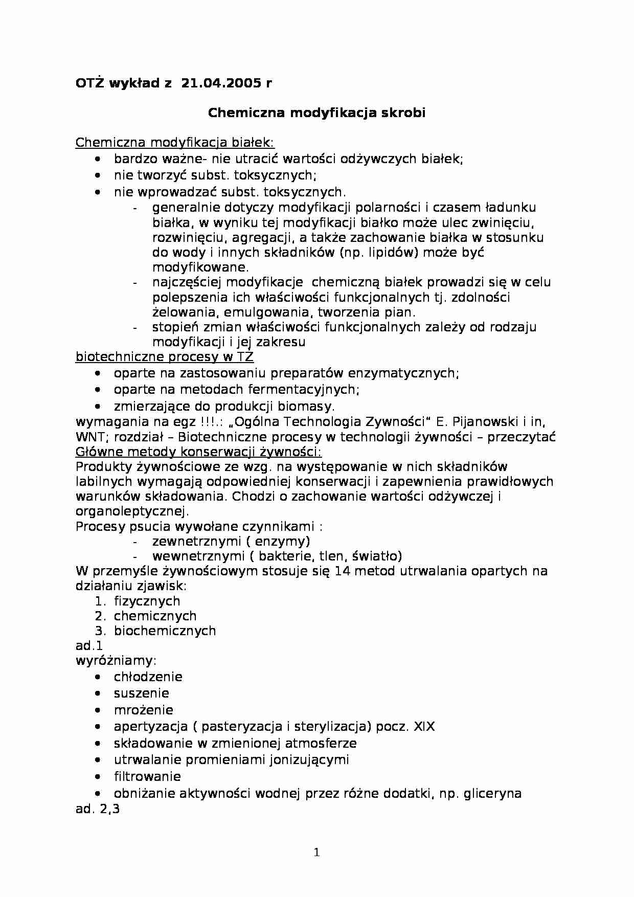 Chemiczna modyfikacja skrobi - strona 1