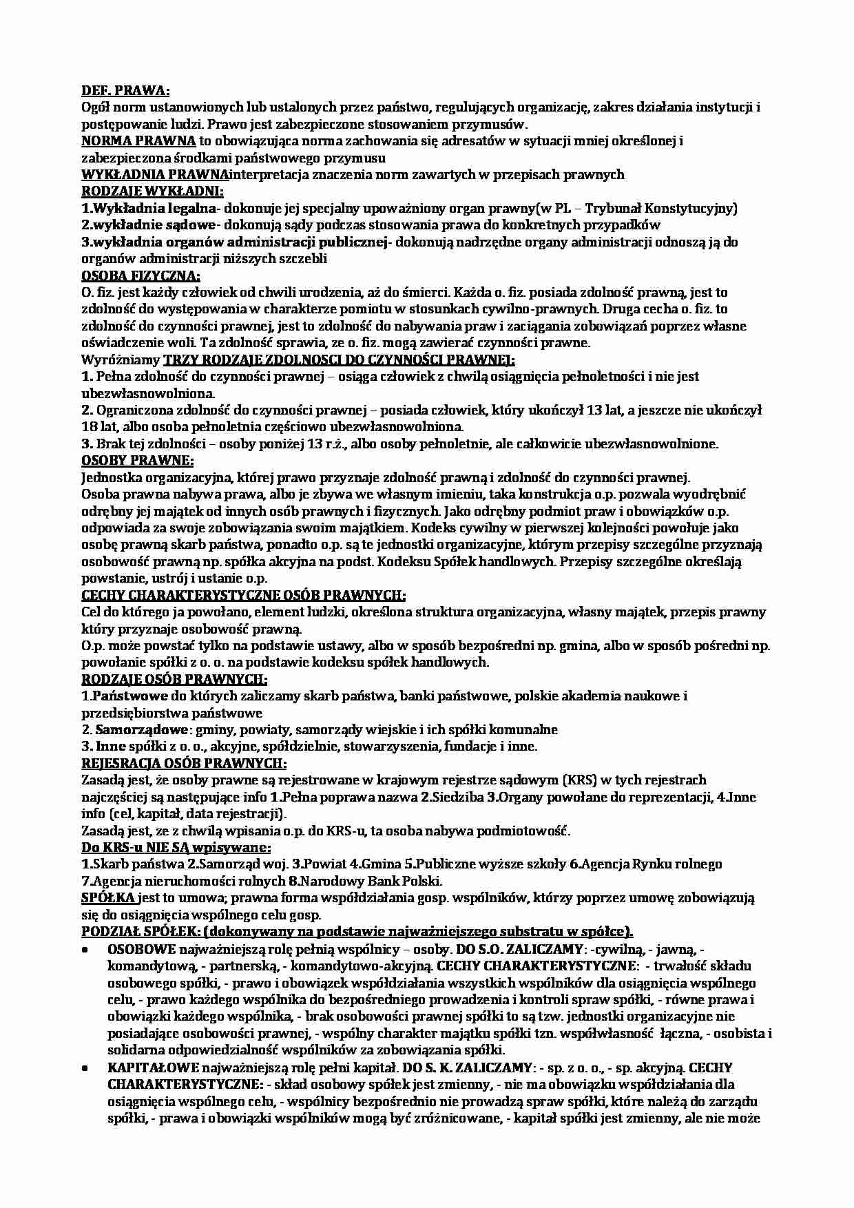 prawo gospodarcze- zaliczenie - strona 1