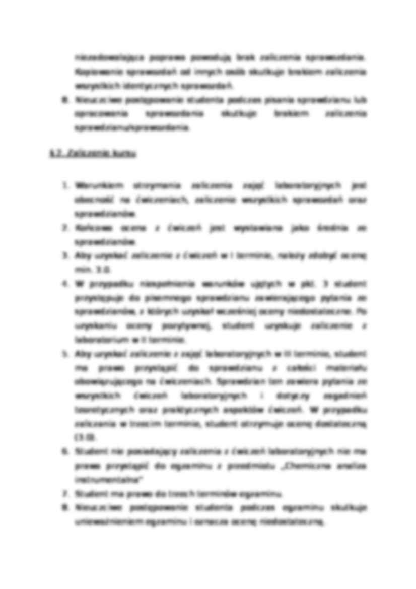 regulamin kursu Chemiczna analiza instrumentalna - strona 2