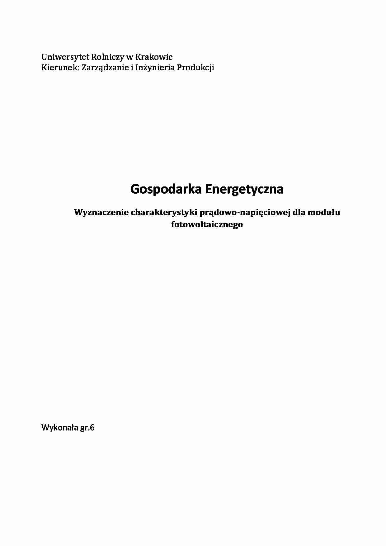Wyznaczenie charakterystyki prądowo-napięciowej dla modułu fotowoltaicznego - strona 1