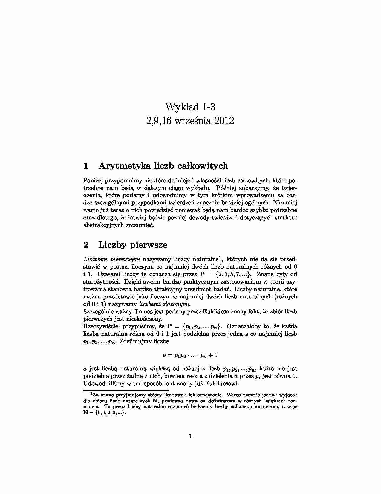 Algebra wykłady 1-3 - strona 1