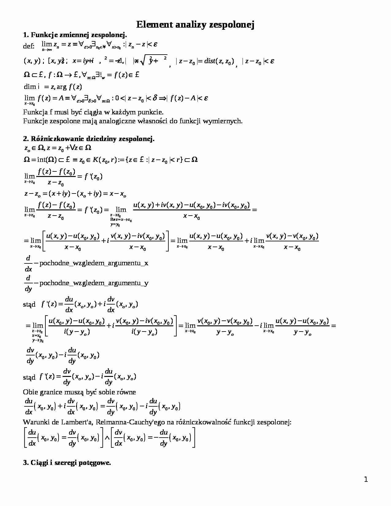 Element analizy zespolonej - strona 1