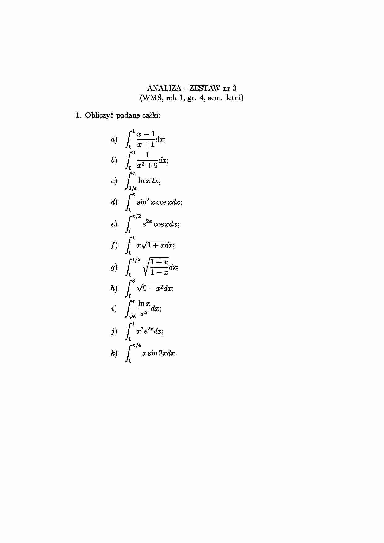 analiza matematyczna zadania zestaw 3 - strona 1