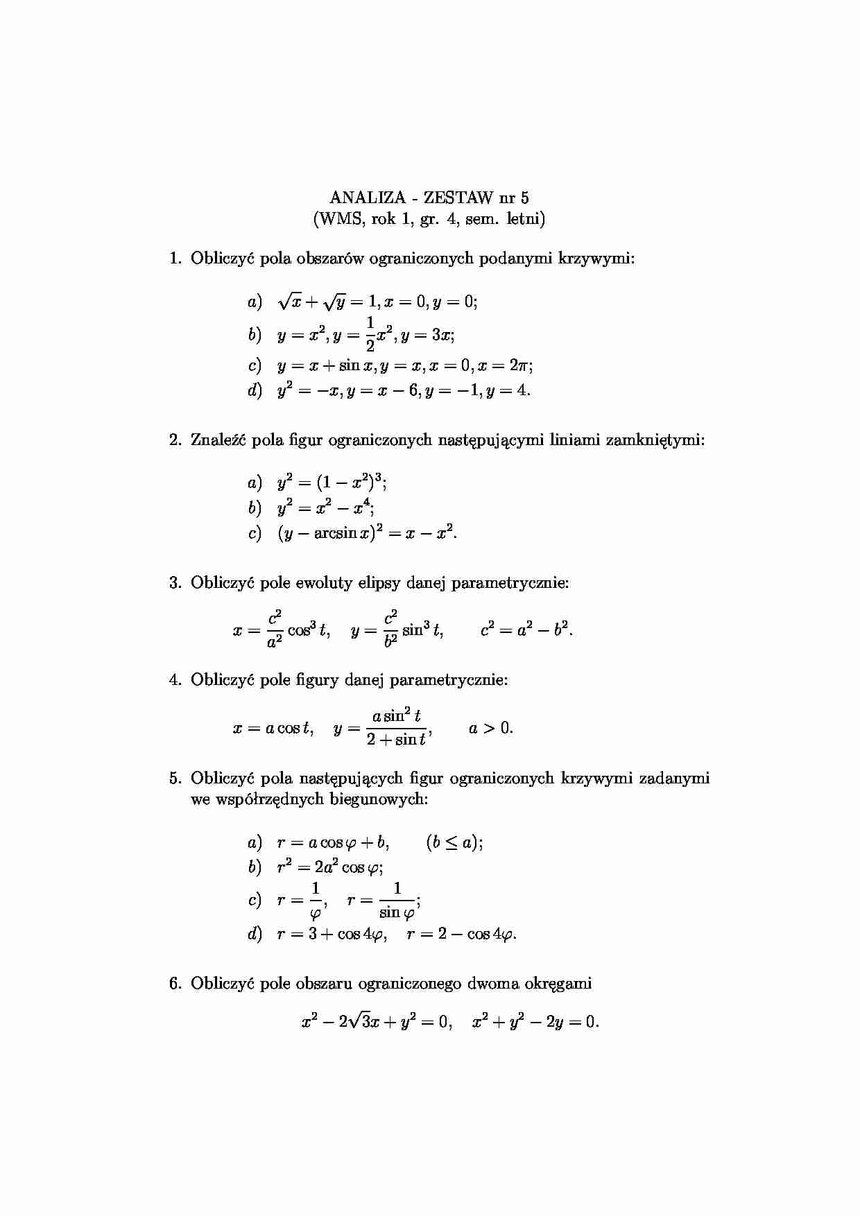 analiza matematyczna zadania zestaw 5 - strona 1