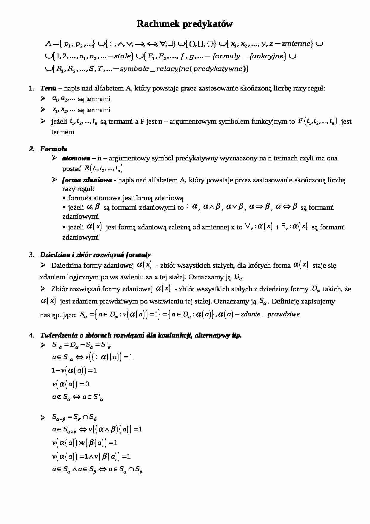Rachunek predykatów - strona 1