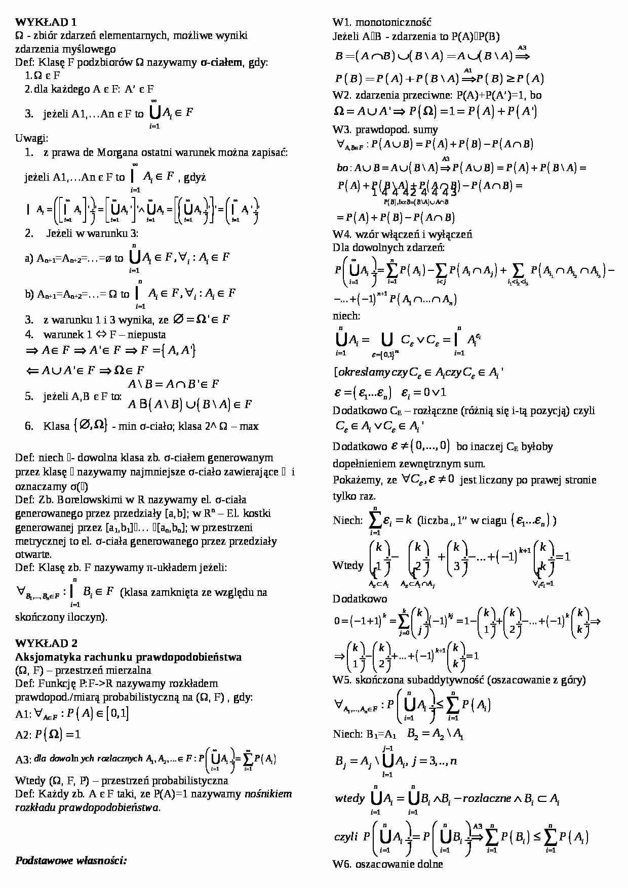 zdarzenia losowe wykłady - strona 1
