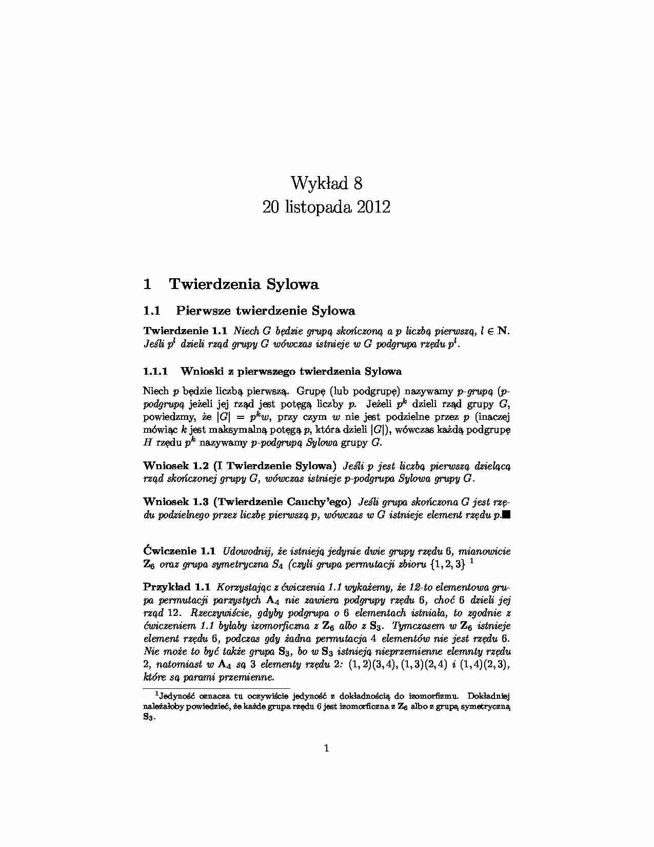 Twierdzenia Sylowa, szyfrowanie - strona 1