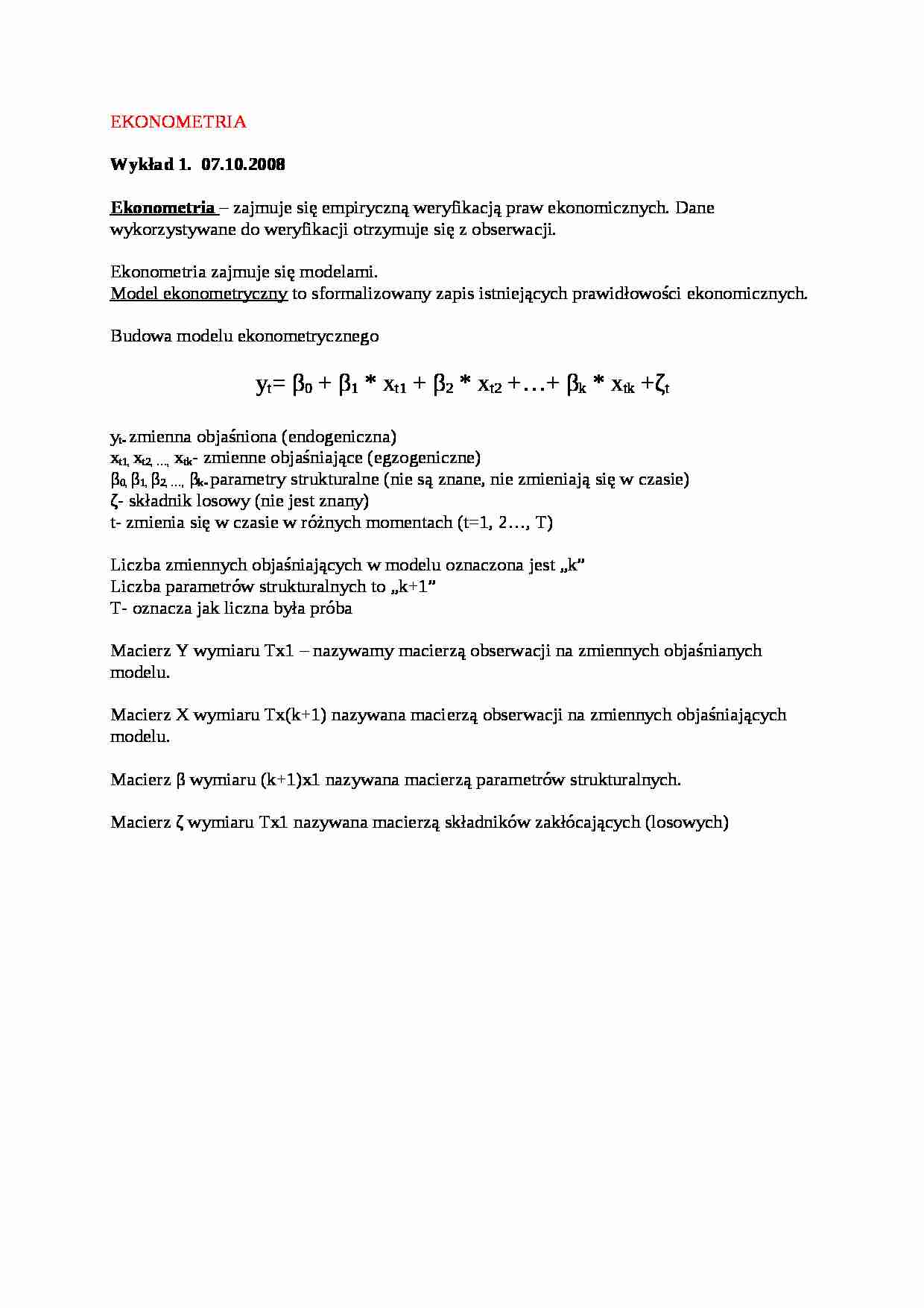EKONOMETRIA wstęp - strona 1