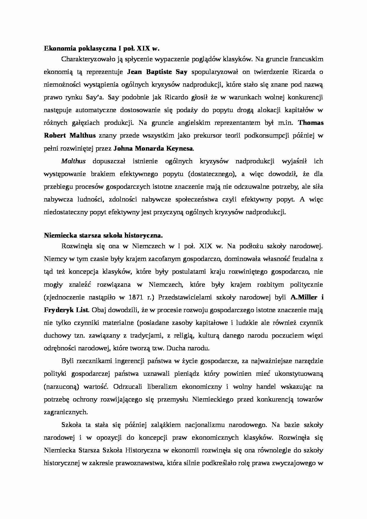 Ekonomia poklasyczna  - strona 1