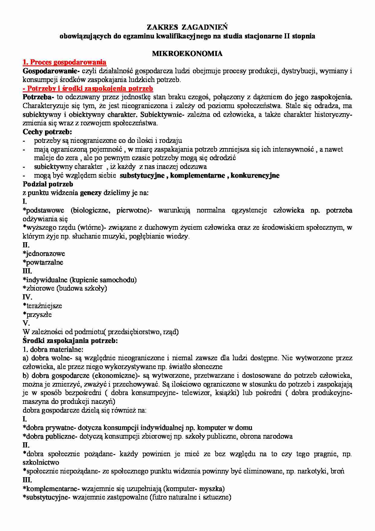 Mikro- i makro- ekonomia zagadnienia do egzaminu - strona 1