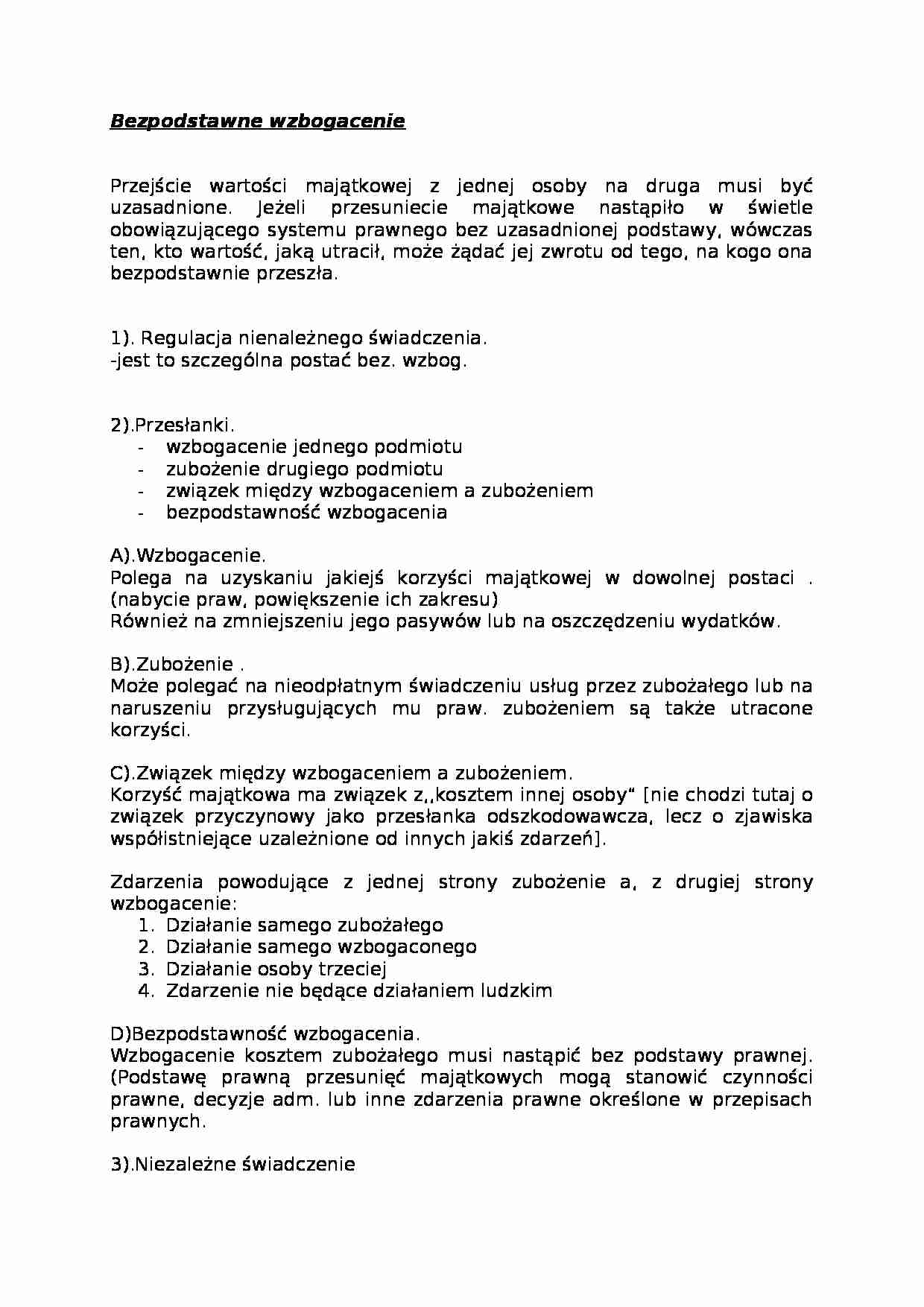  Bezpodstawne wzbogacenie - strona 1