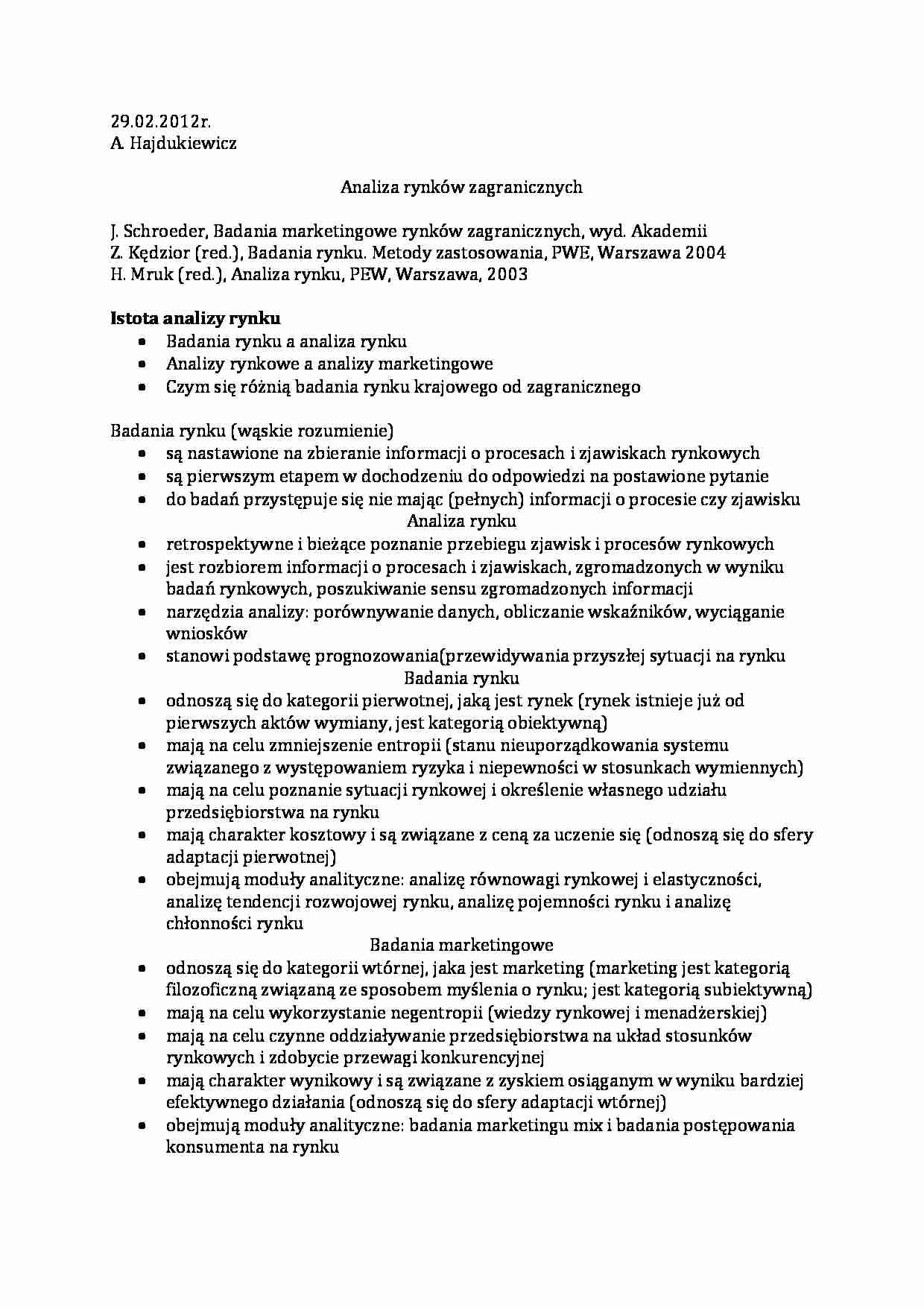 Istota analizy rynku - strona 1