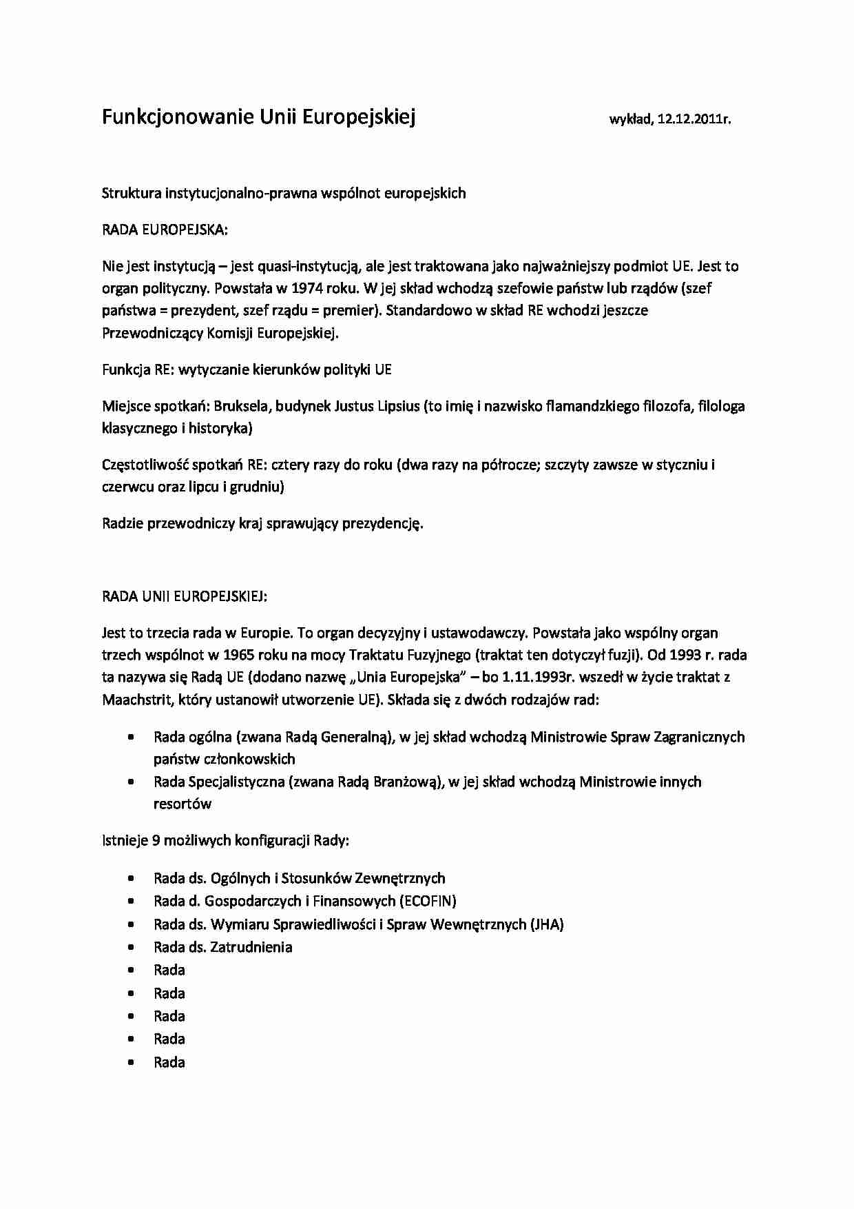 struktura instytucjonalno-organizacyjna UE - strona 1