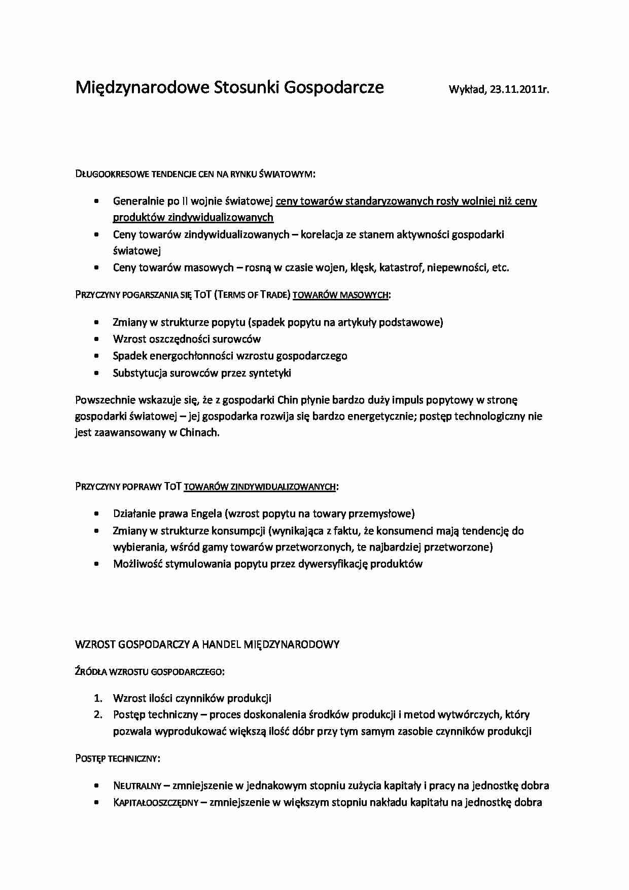 tendencje na rynku swiatowym, terms of trade - strona 1
