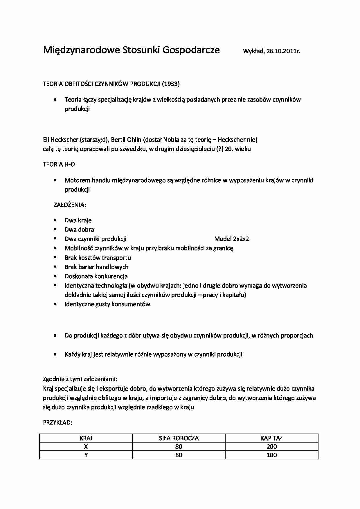 Teorie Międzynarodowych stosunków gospodarczych - strona 1