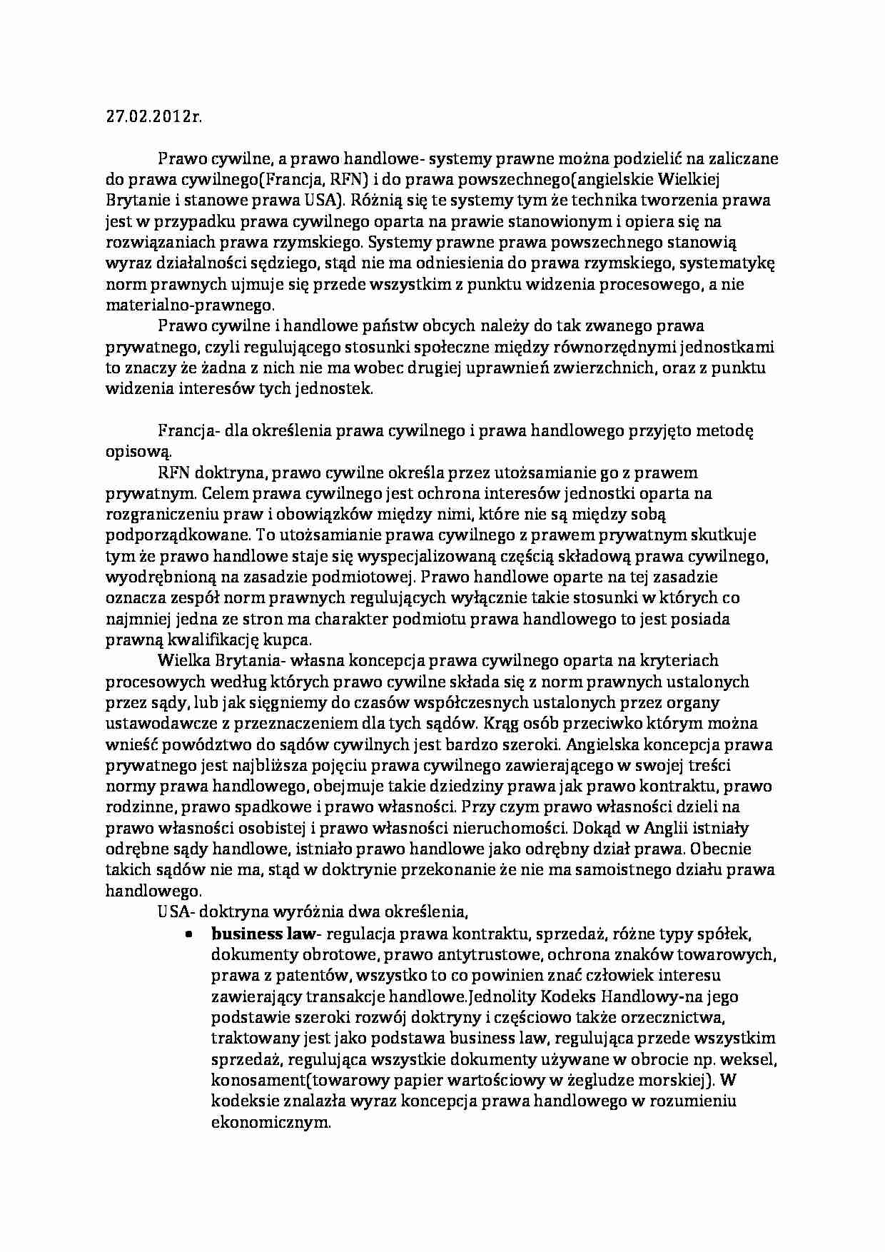 prawo cywilne a prawo handlowe - strona 1