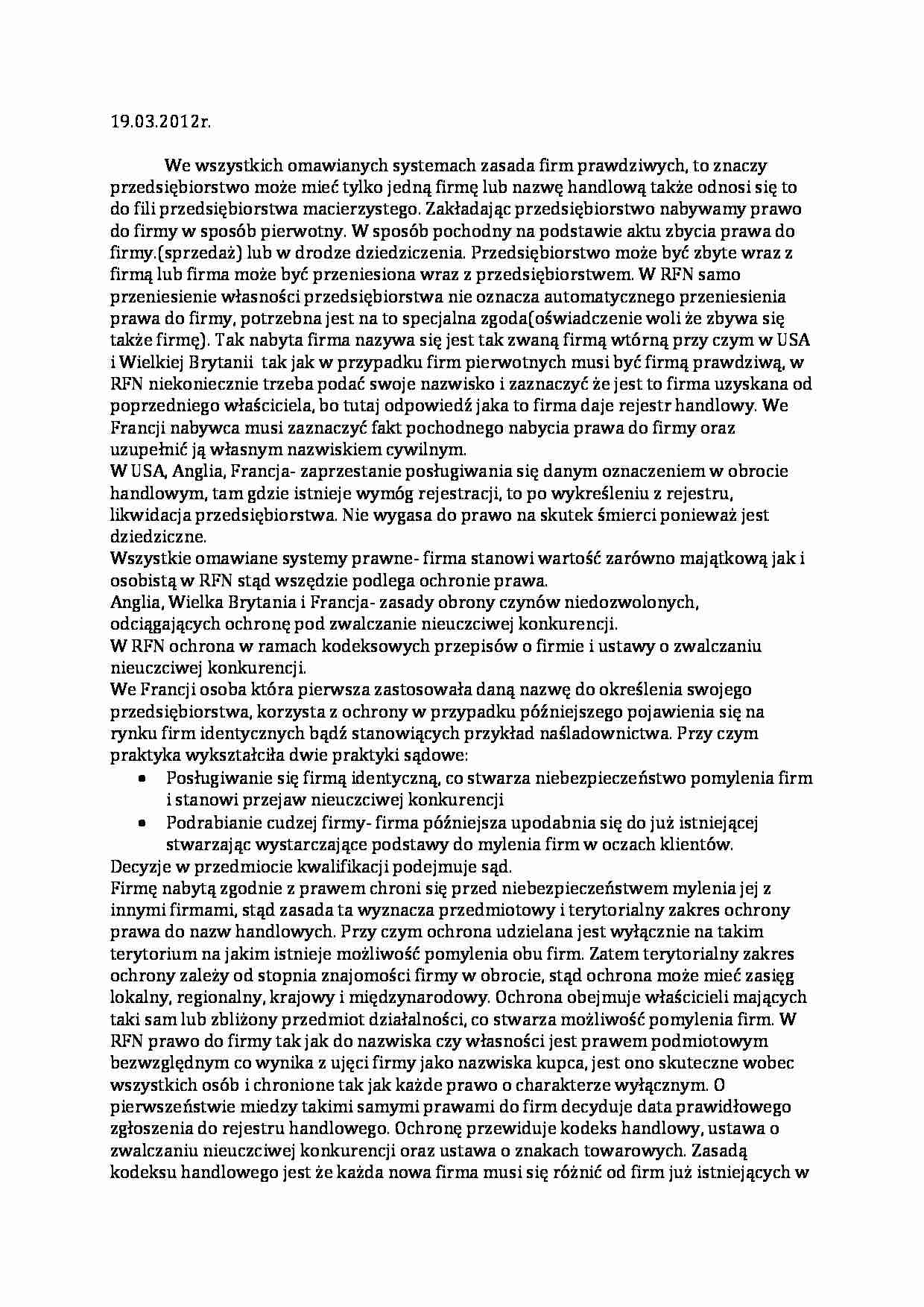 Prawo cywilne - Czynności handlowe - strona 1