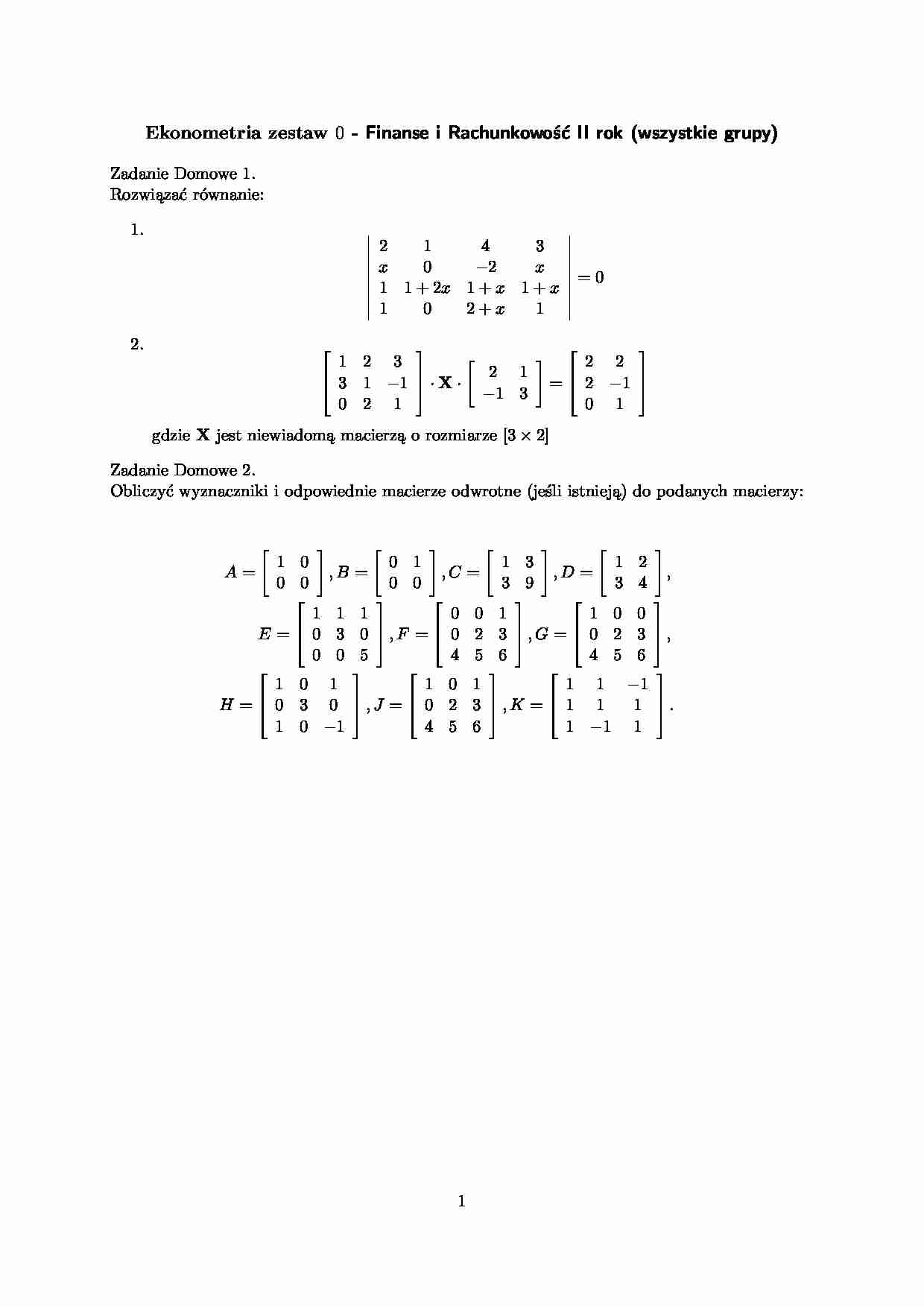 zadanie zestaw 0 ekonometria - strona 1