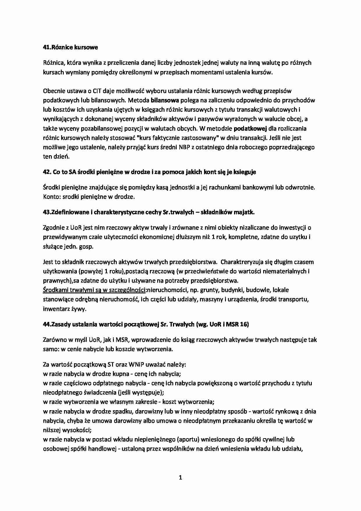 Rachunkowość- zagadnienia  - strona 1