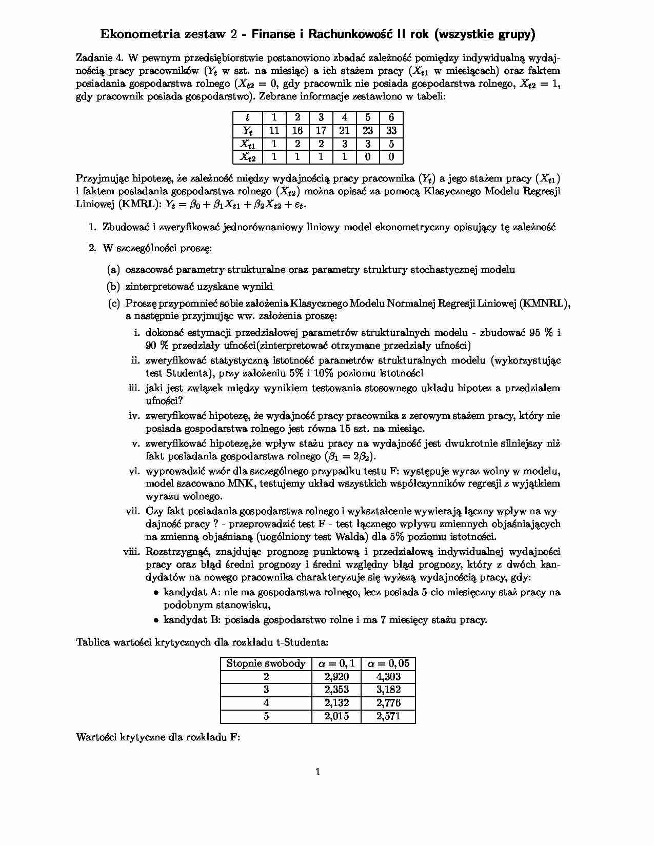 ekonometria egzamin zestaw 2 - strona 1