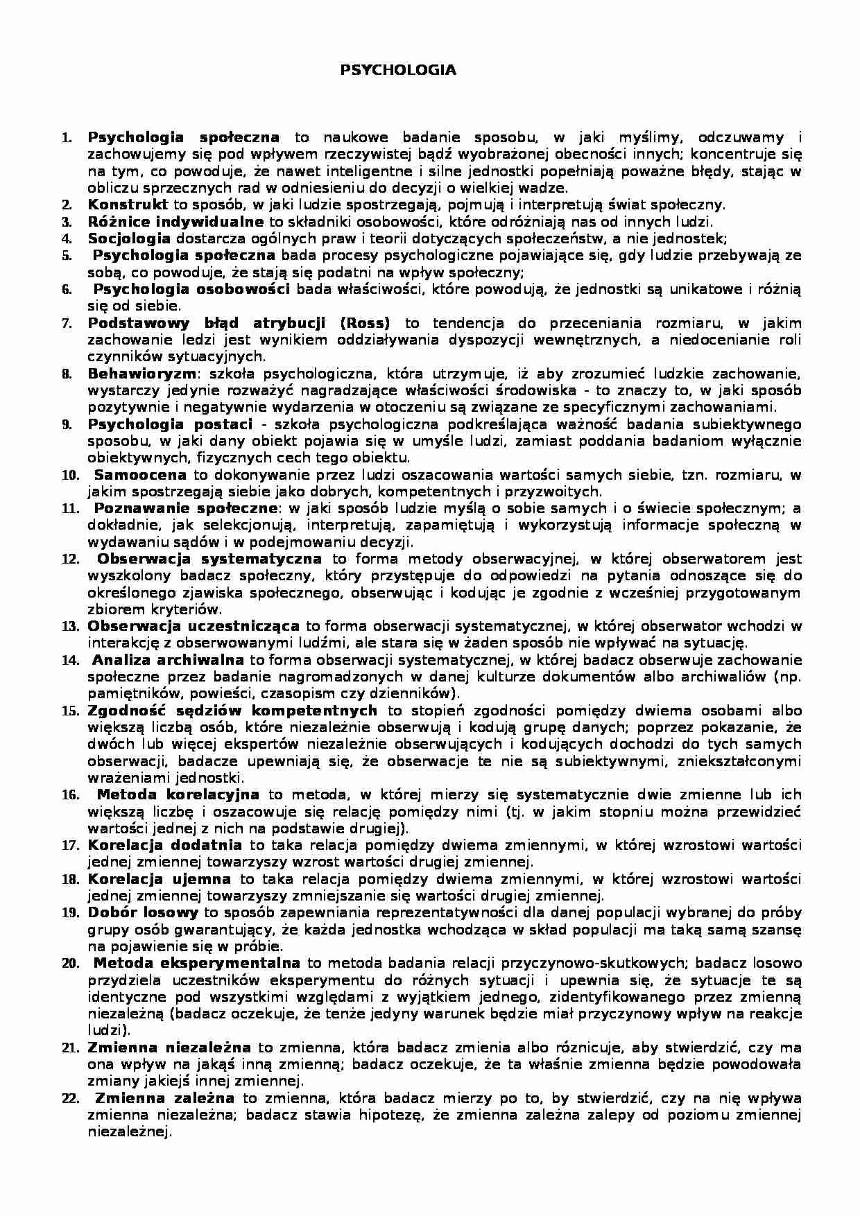 Psychologia - 234 definicje - strona 1